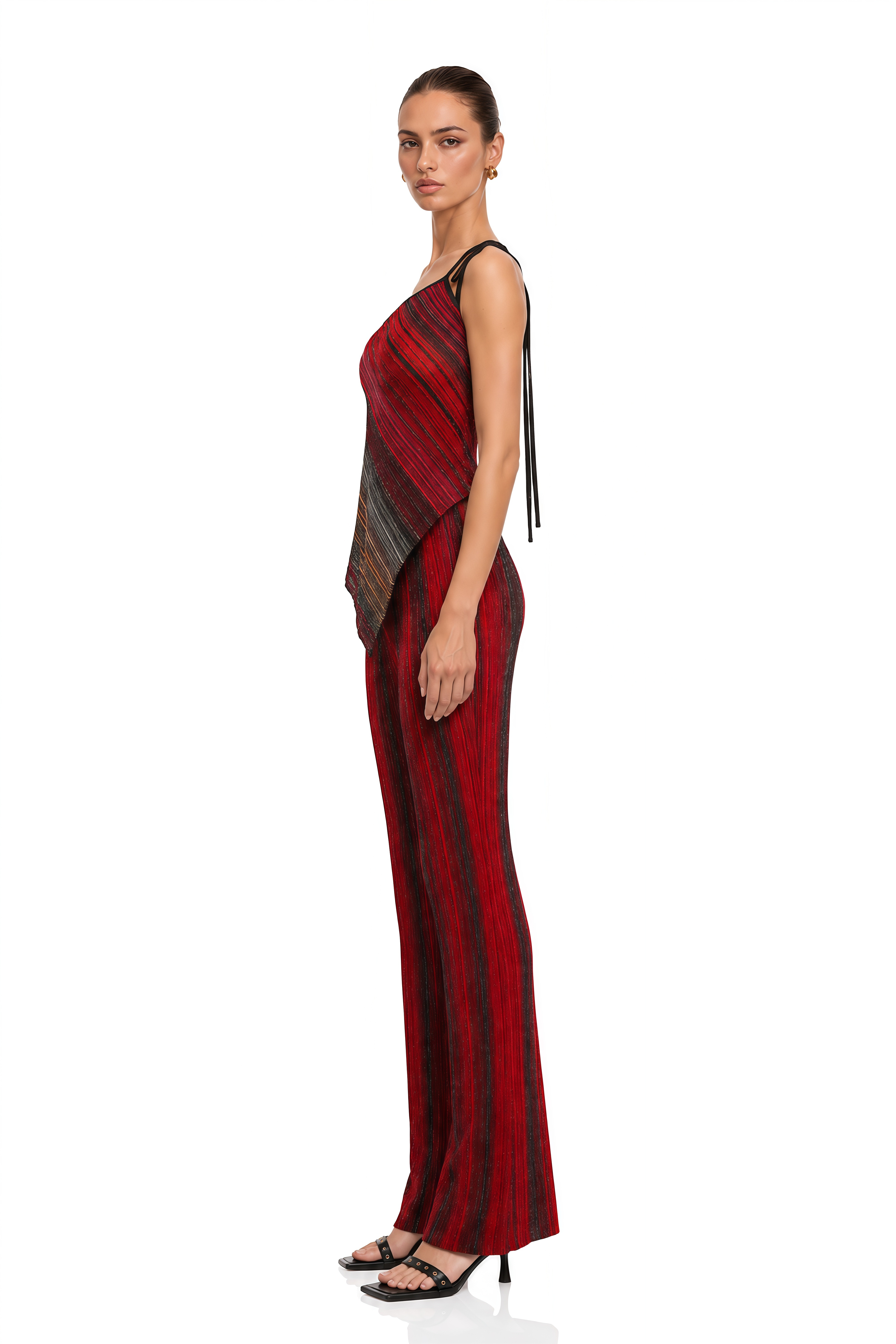 Amaryllis Red Sequin Striped Knit Matching Set