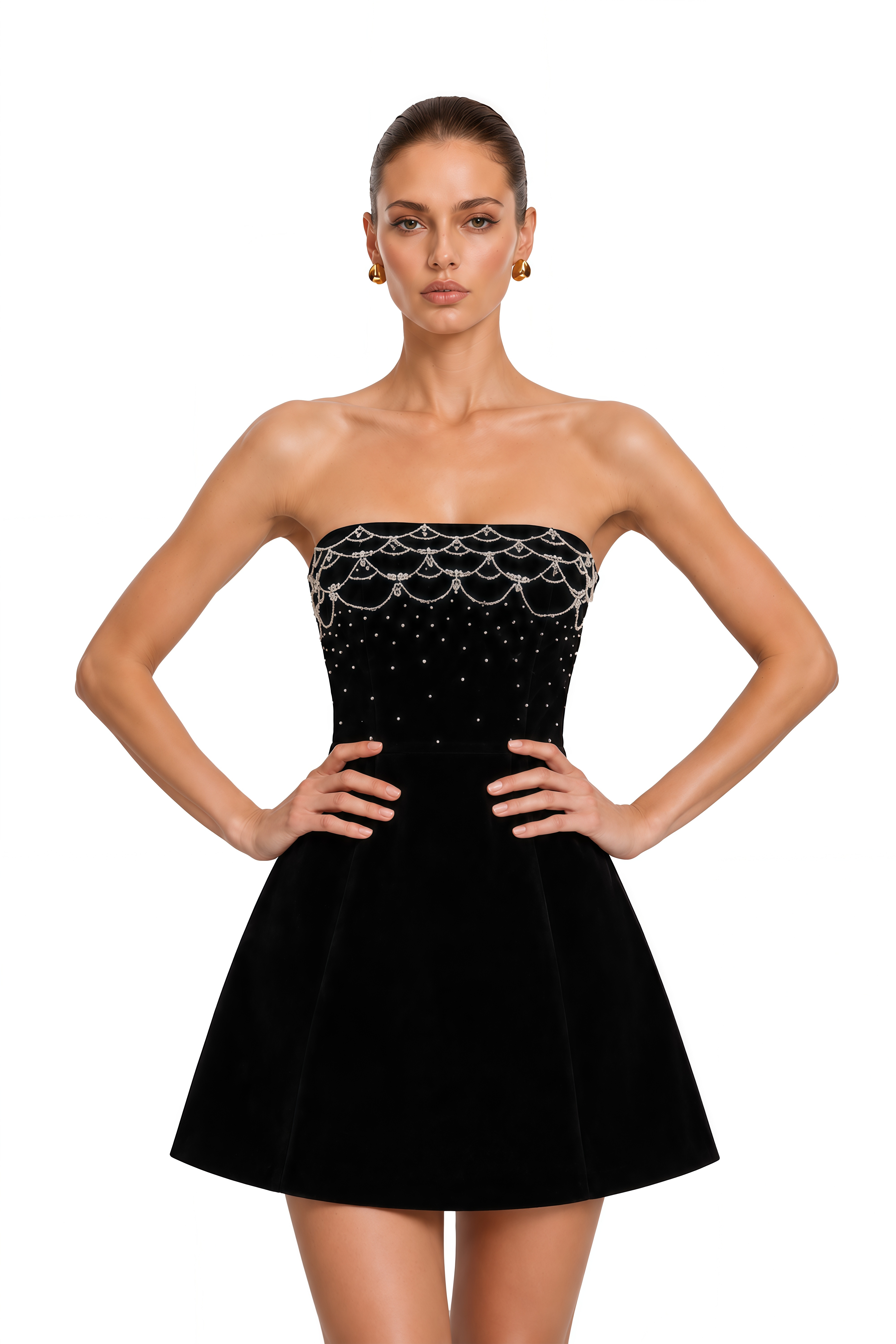 Sandrine Crystal-Embellished Velvet Mini Dress