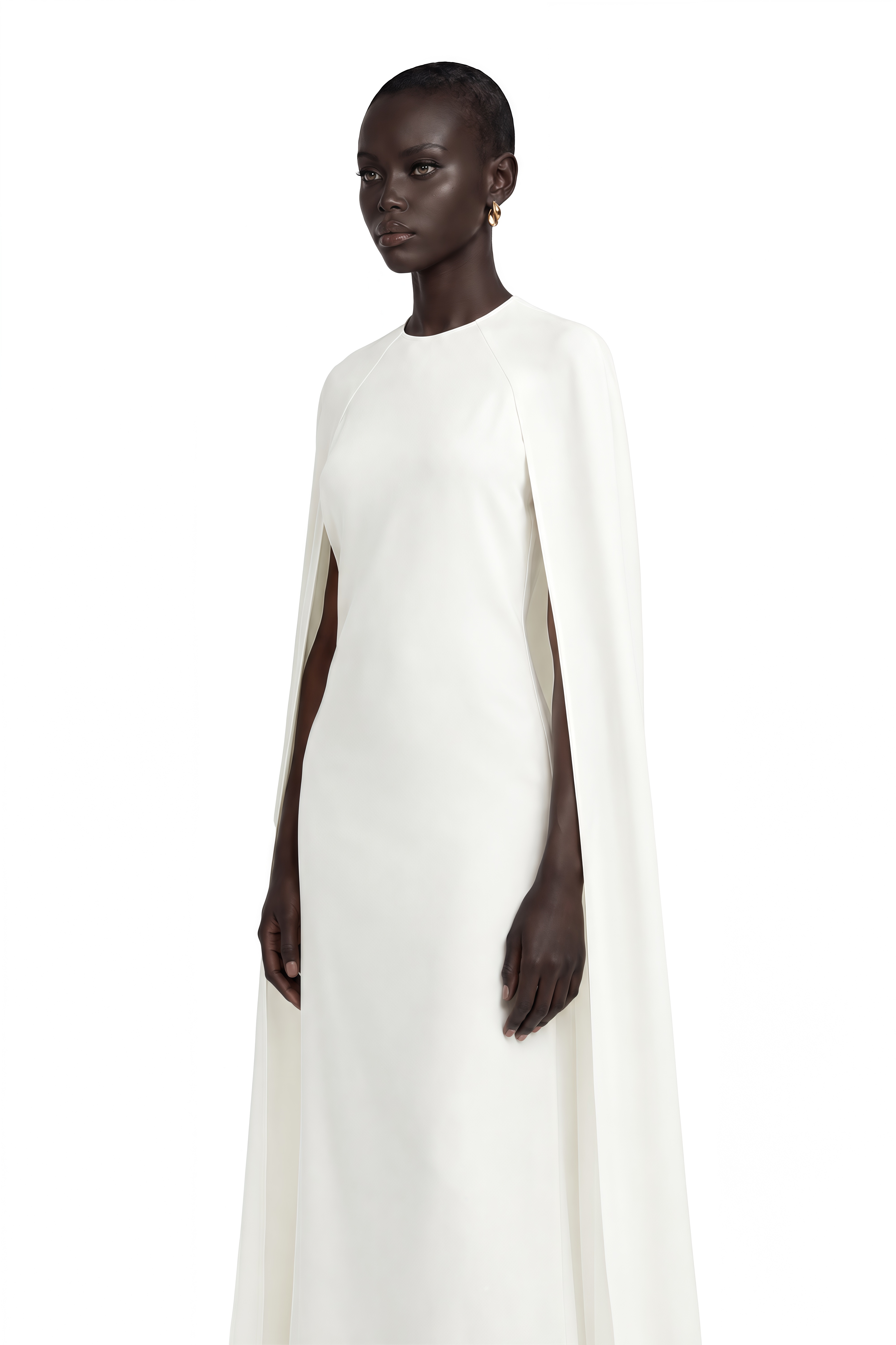Amelia White Cape Effect Midi Dress