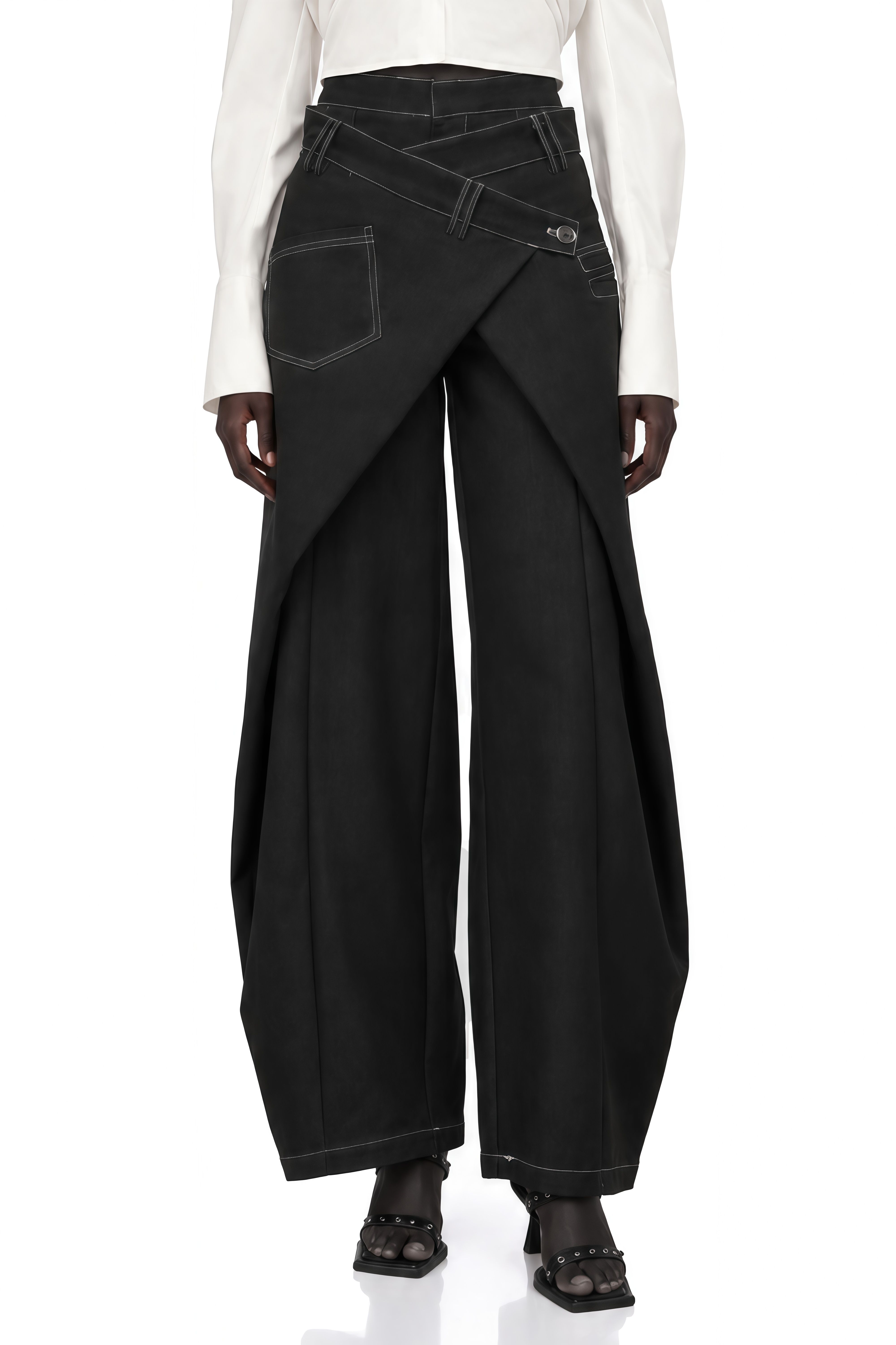 Emma Black Deconstructed Baggy Jeans