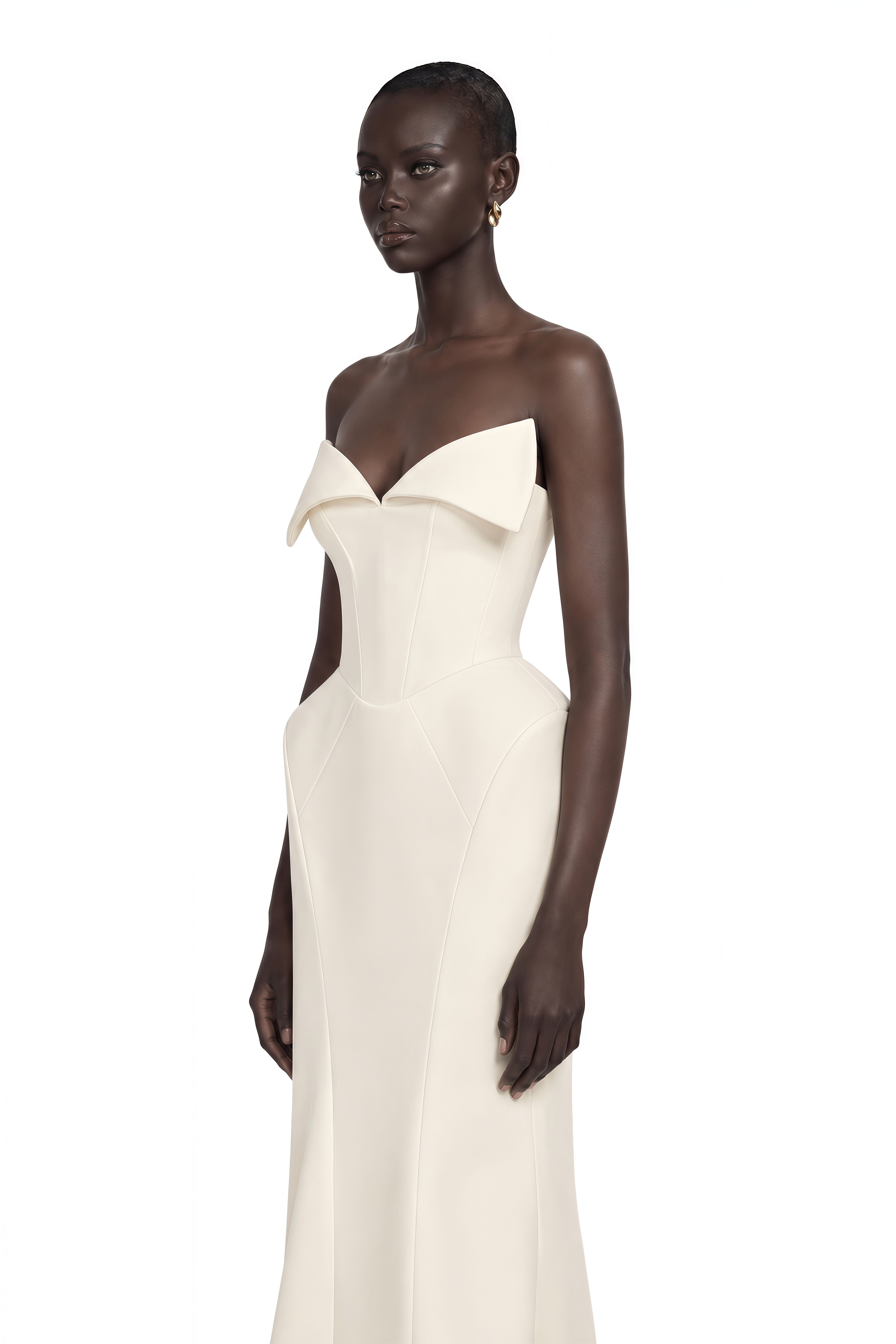 Alba White Barrel Waist Corset Maxi Dress