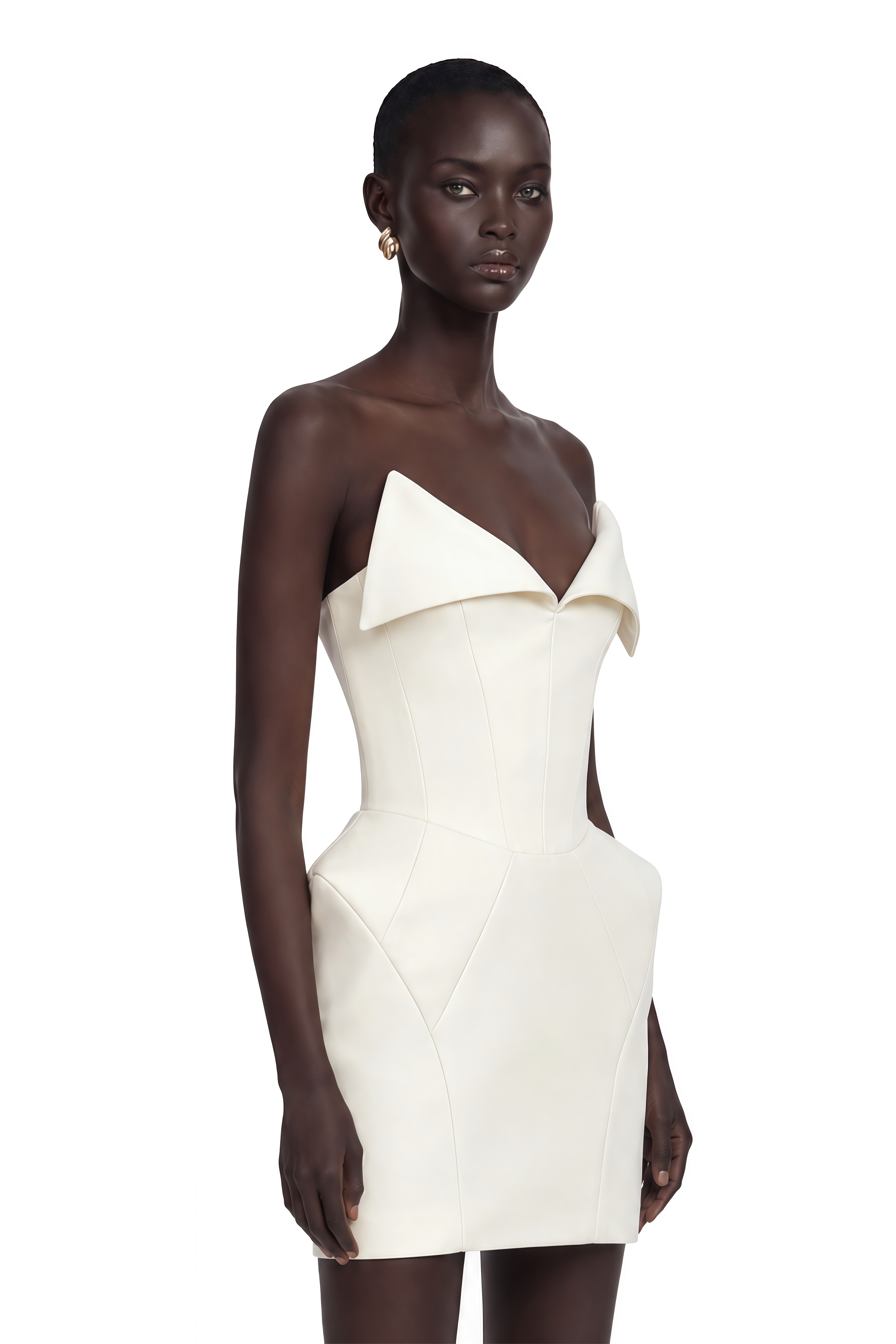 Alba White Barrel Waist Corset Mini Dress