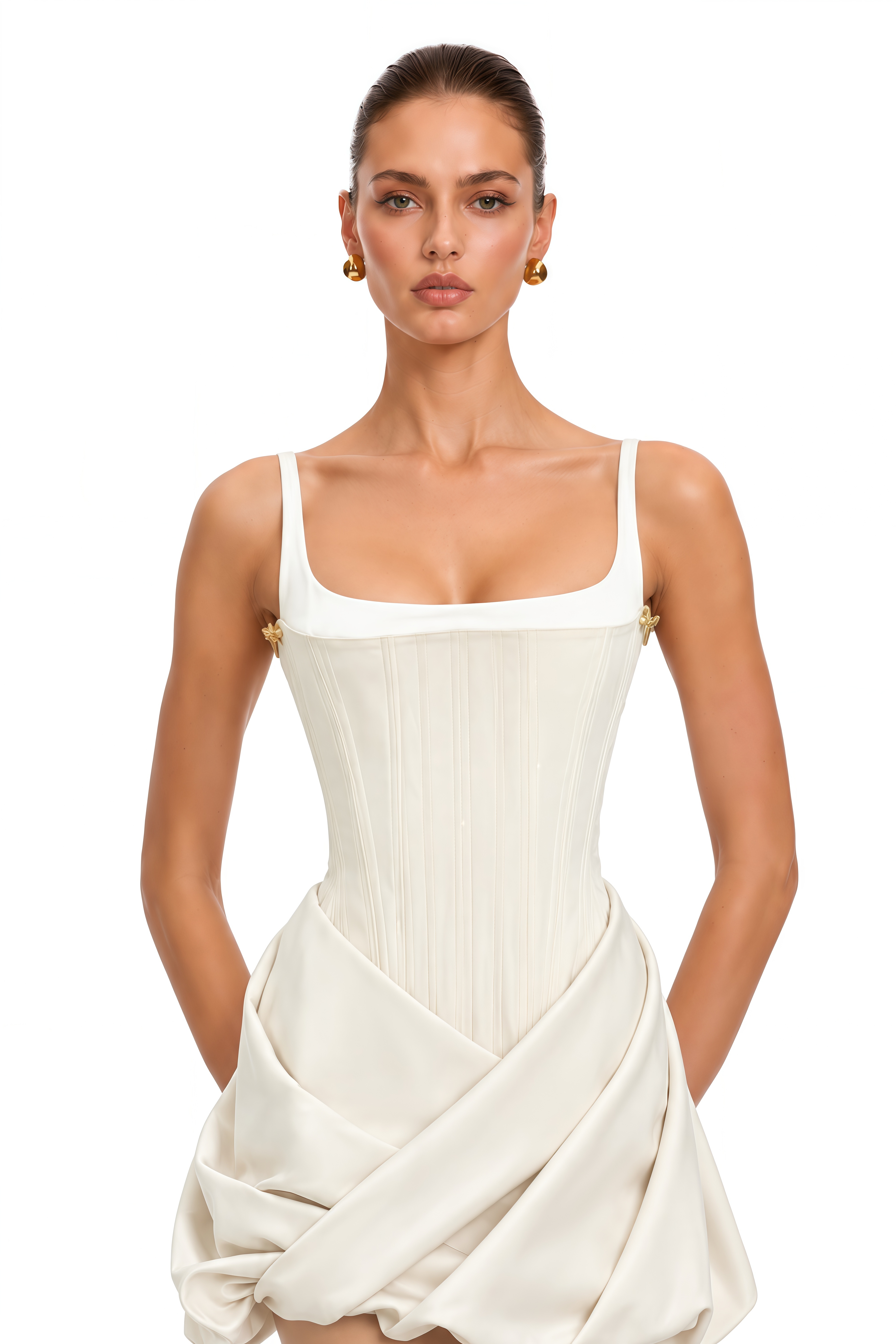 Inaya Neutral Panel Corset Mini Dress