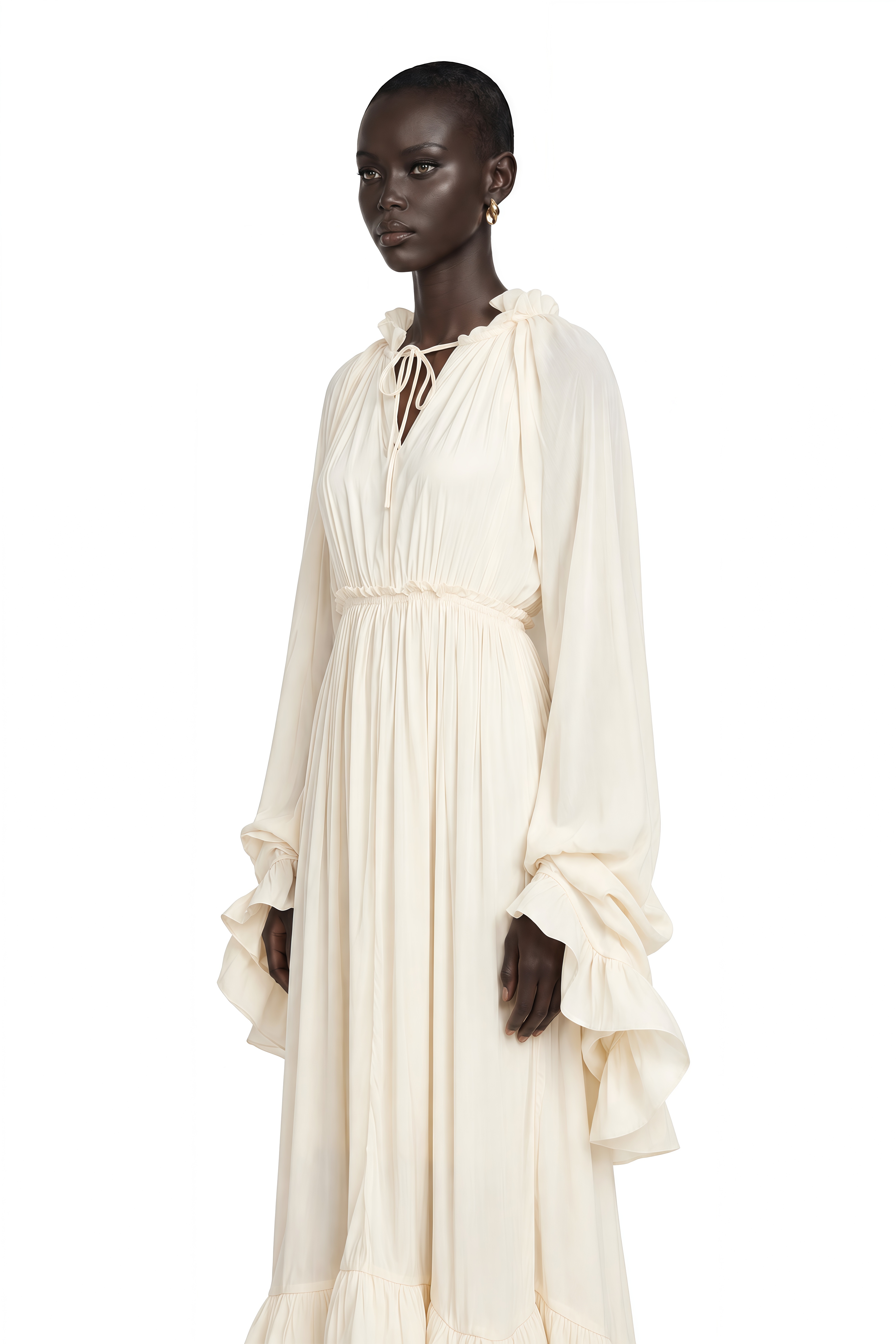 Charlene cape-design midi dress
