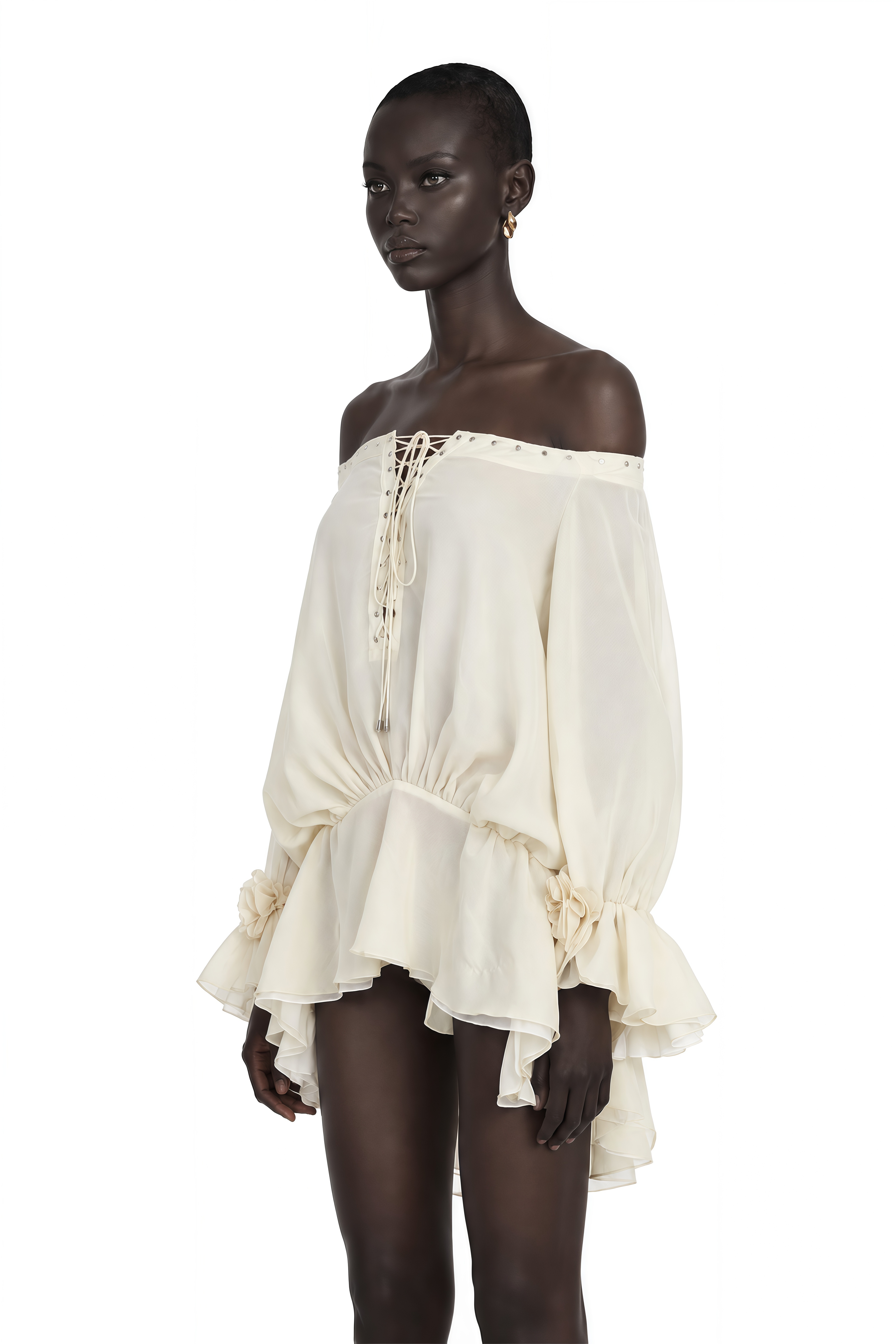 Lisette Off-Shoulder Chiffon Mini Dress