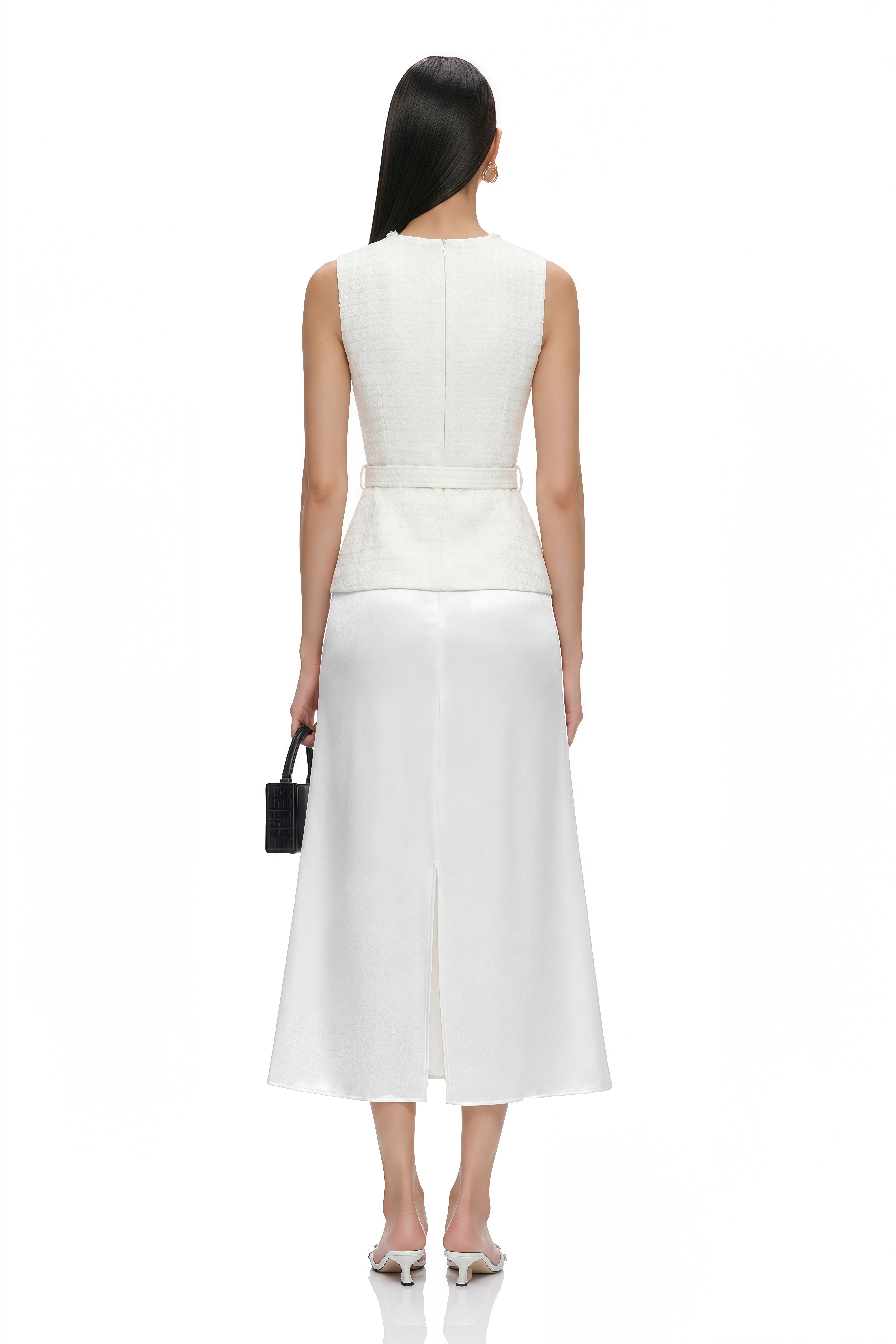Madison White Tweed Top & Maxi Skirt Set
