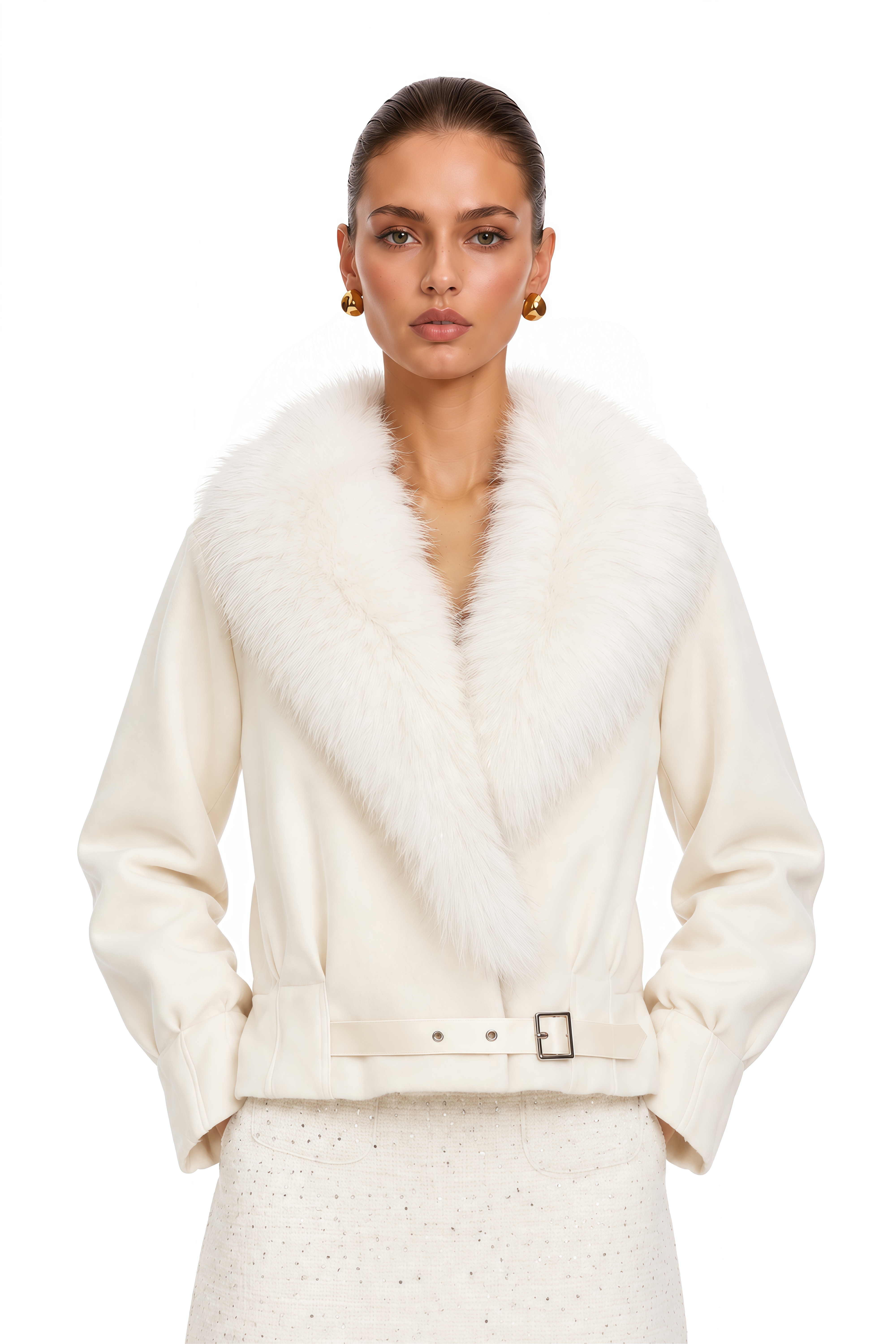 Évangéline White Suede Fur Jacket