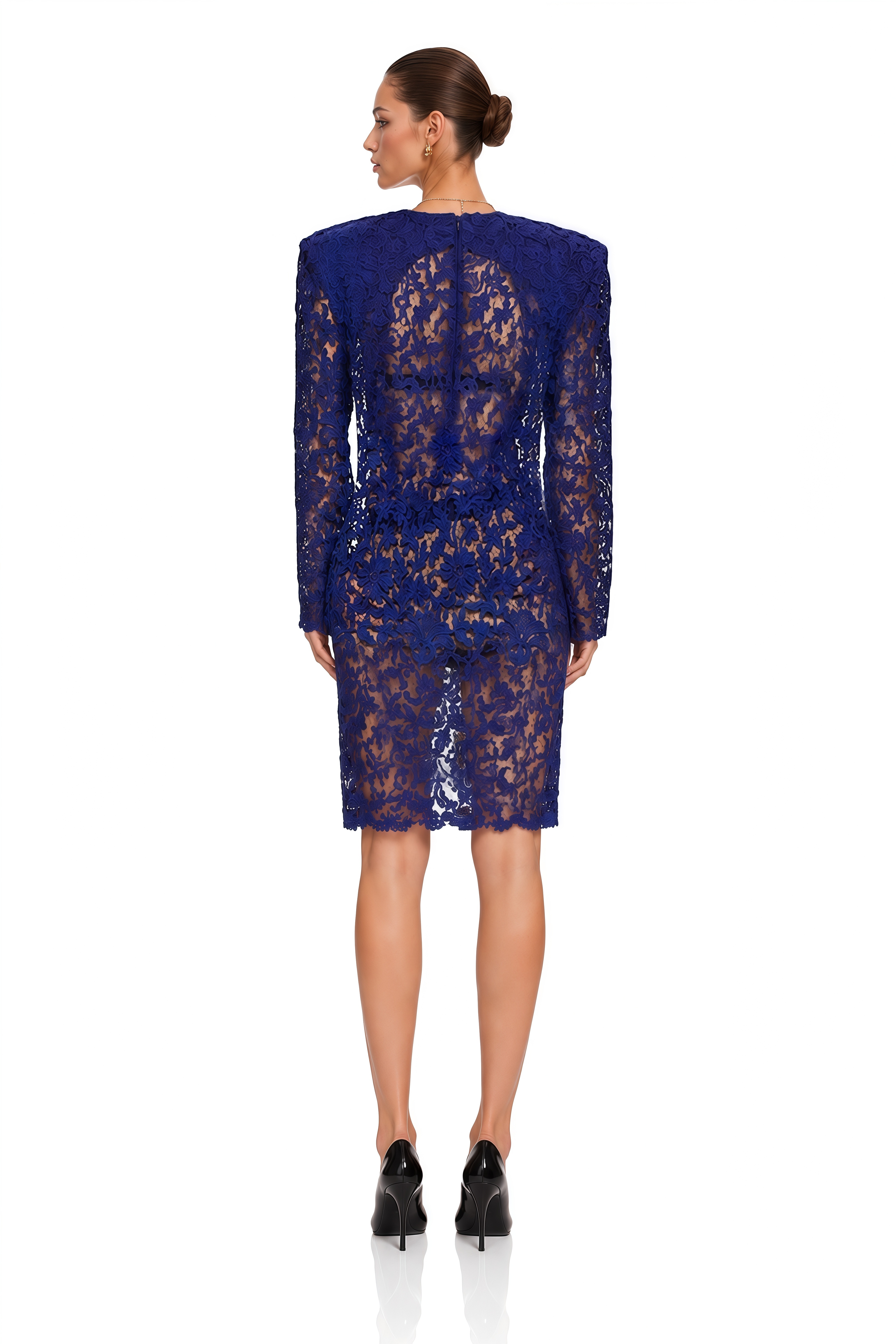 Sienna Blue Floral Lace Mini Dress