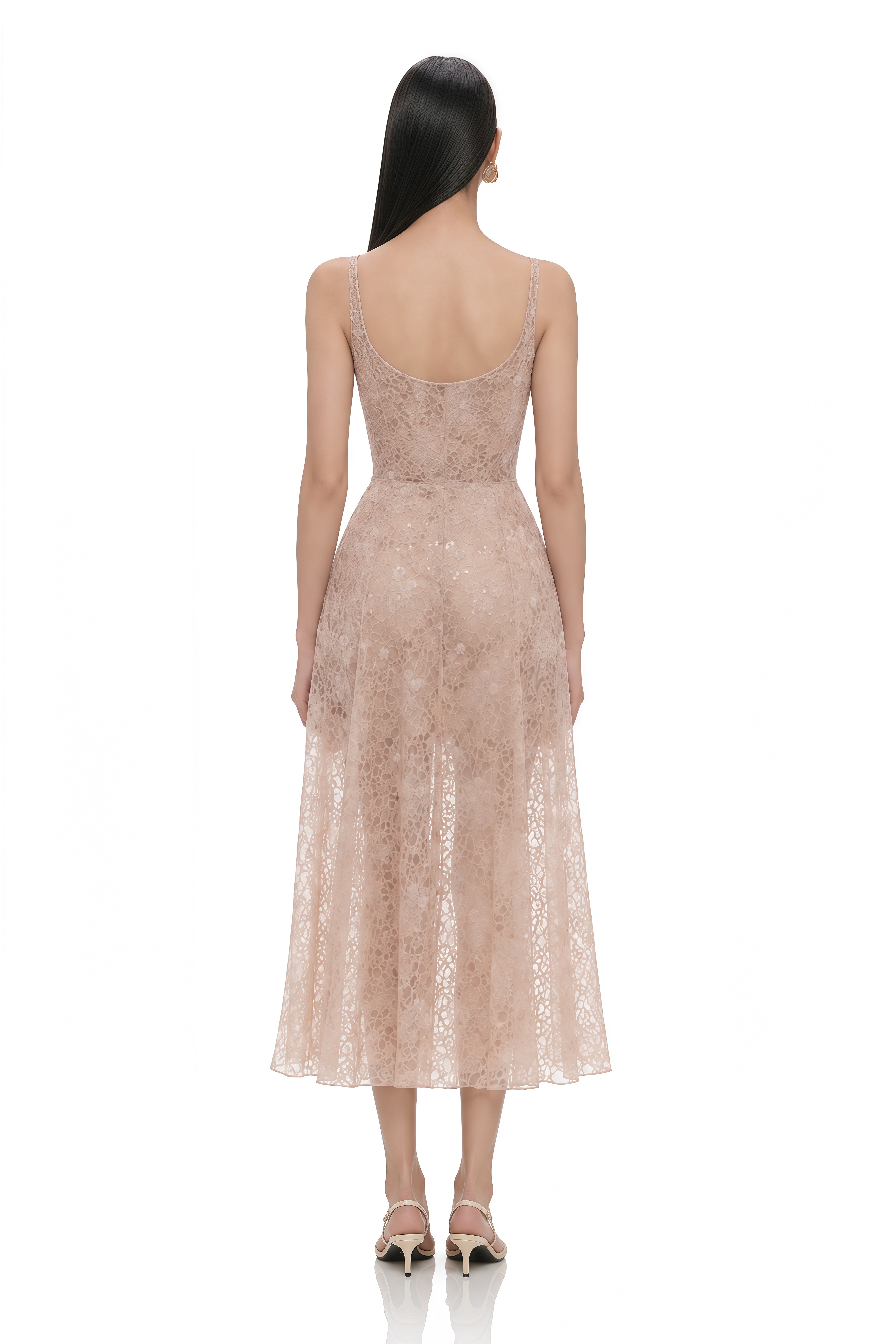 Kristoffer Pink Floral Lace Midi Dress