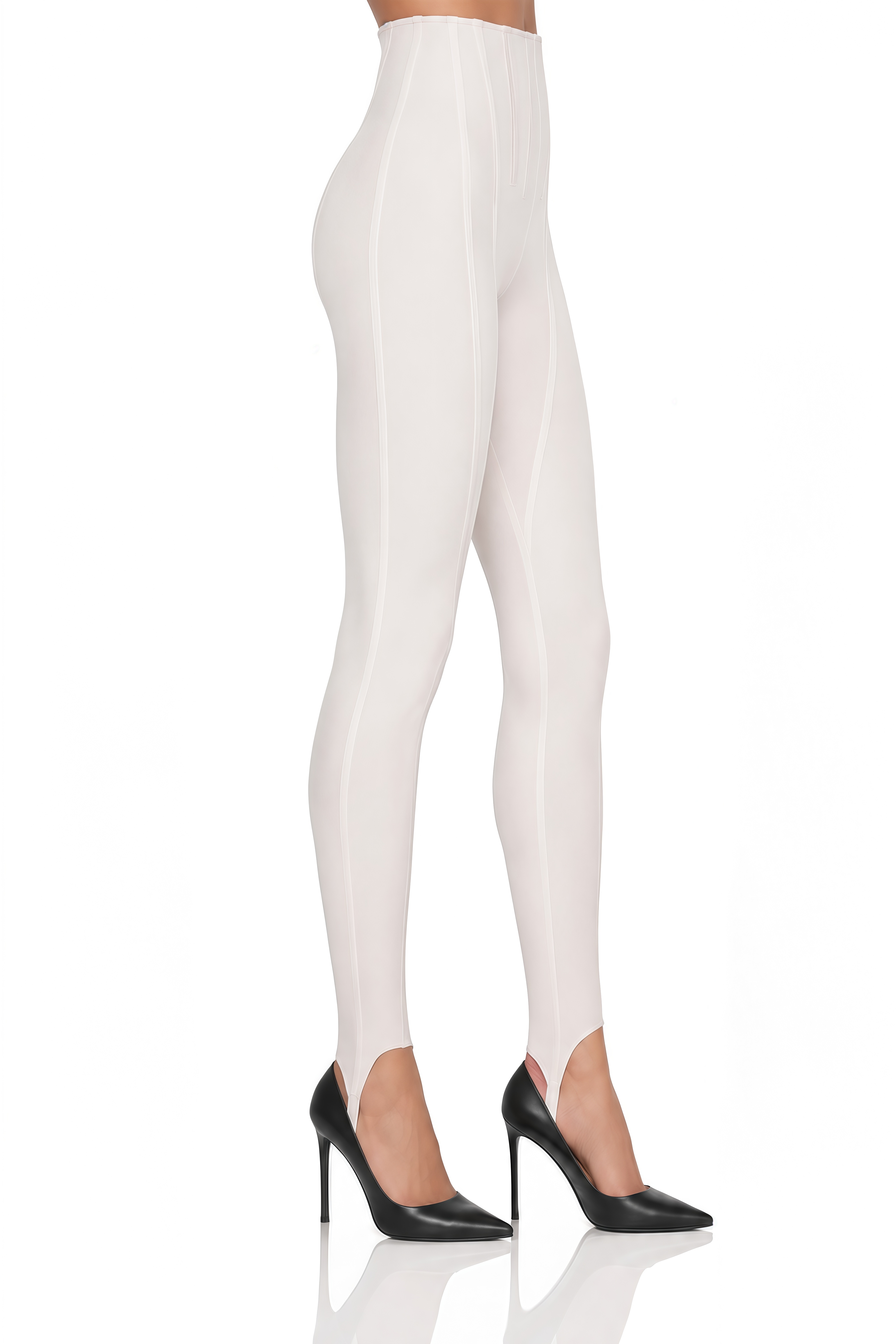 Cordelia White Decorative Stitching Leggings
