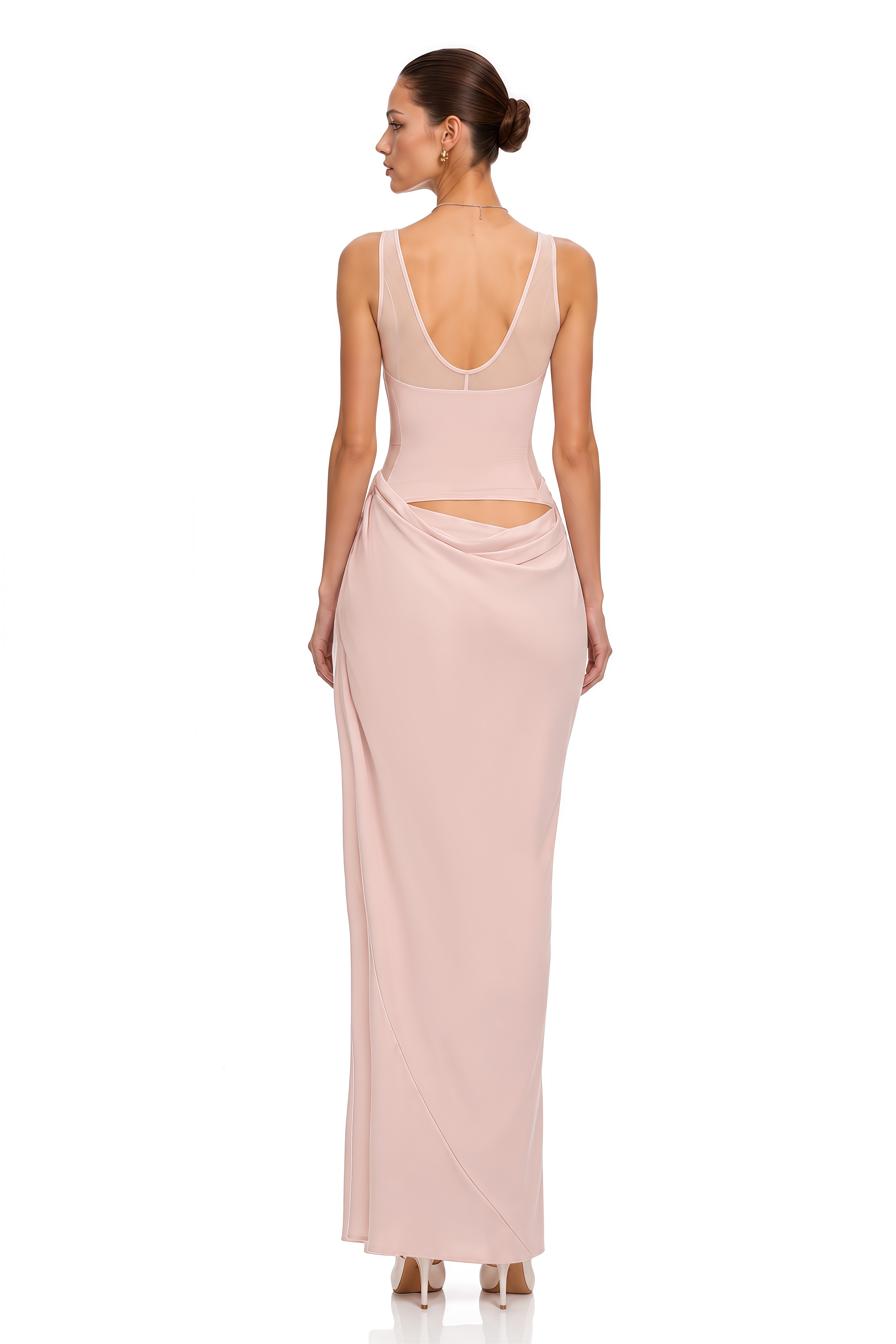 Nikau Pink Cut-Out Cinched Waist Maxi Dress