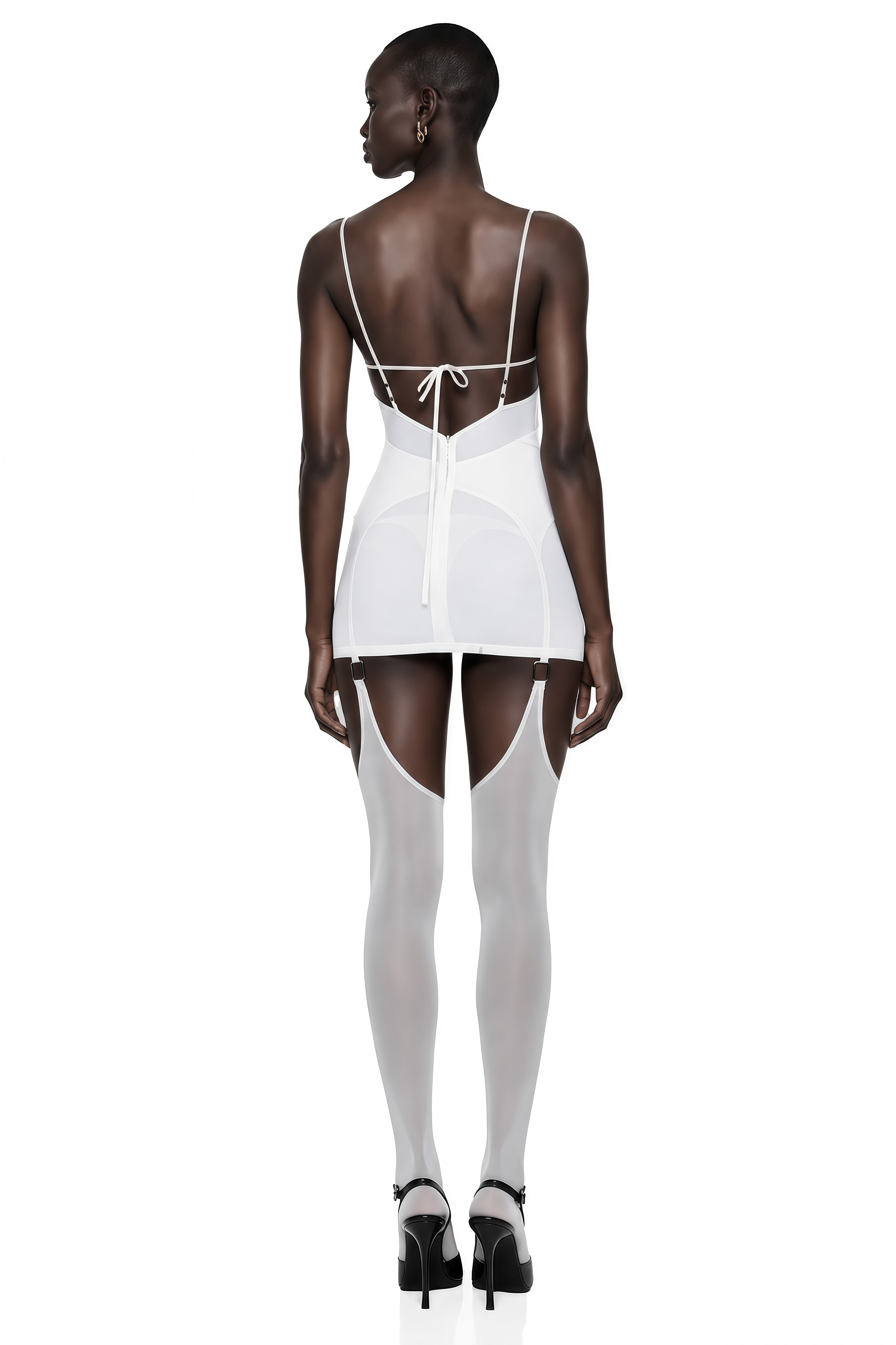 Mirela White Semi-Sheer Mini Dress