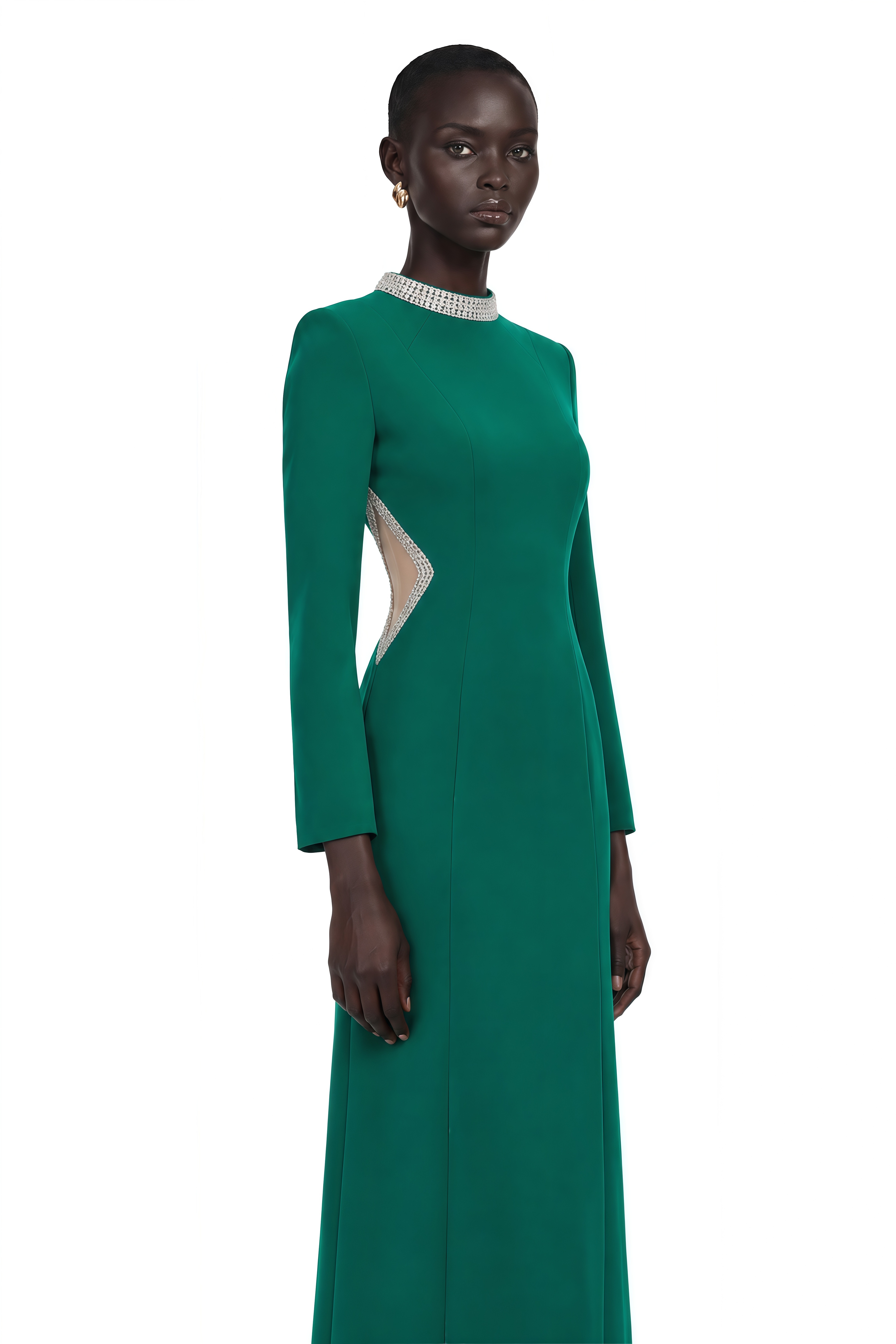 Hadley Green Cut-Out Crystal Maxi Dress
