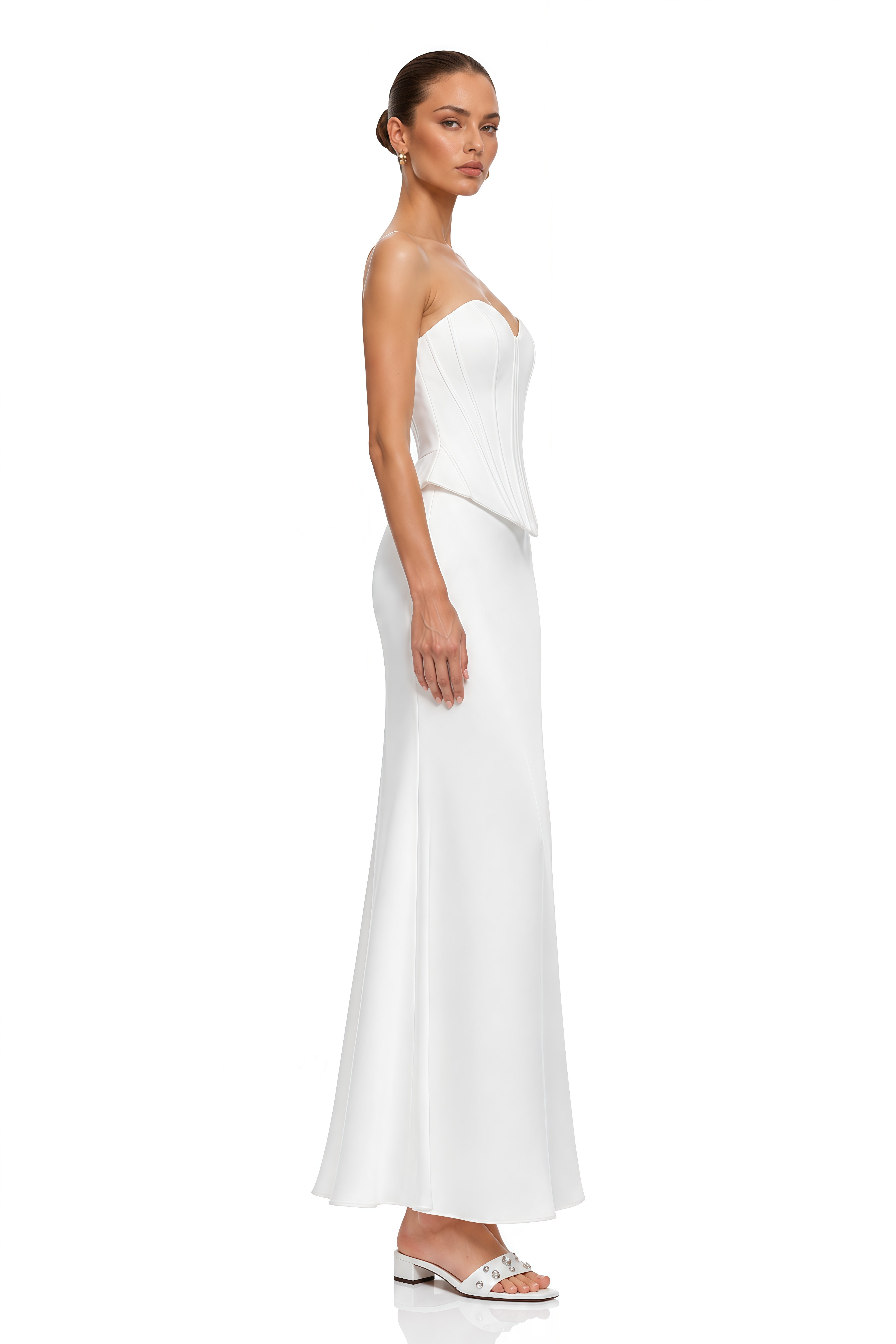 Jeanne White Off Shoulder Crop Top & Skirt Set