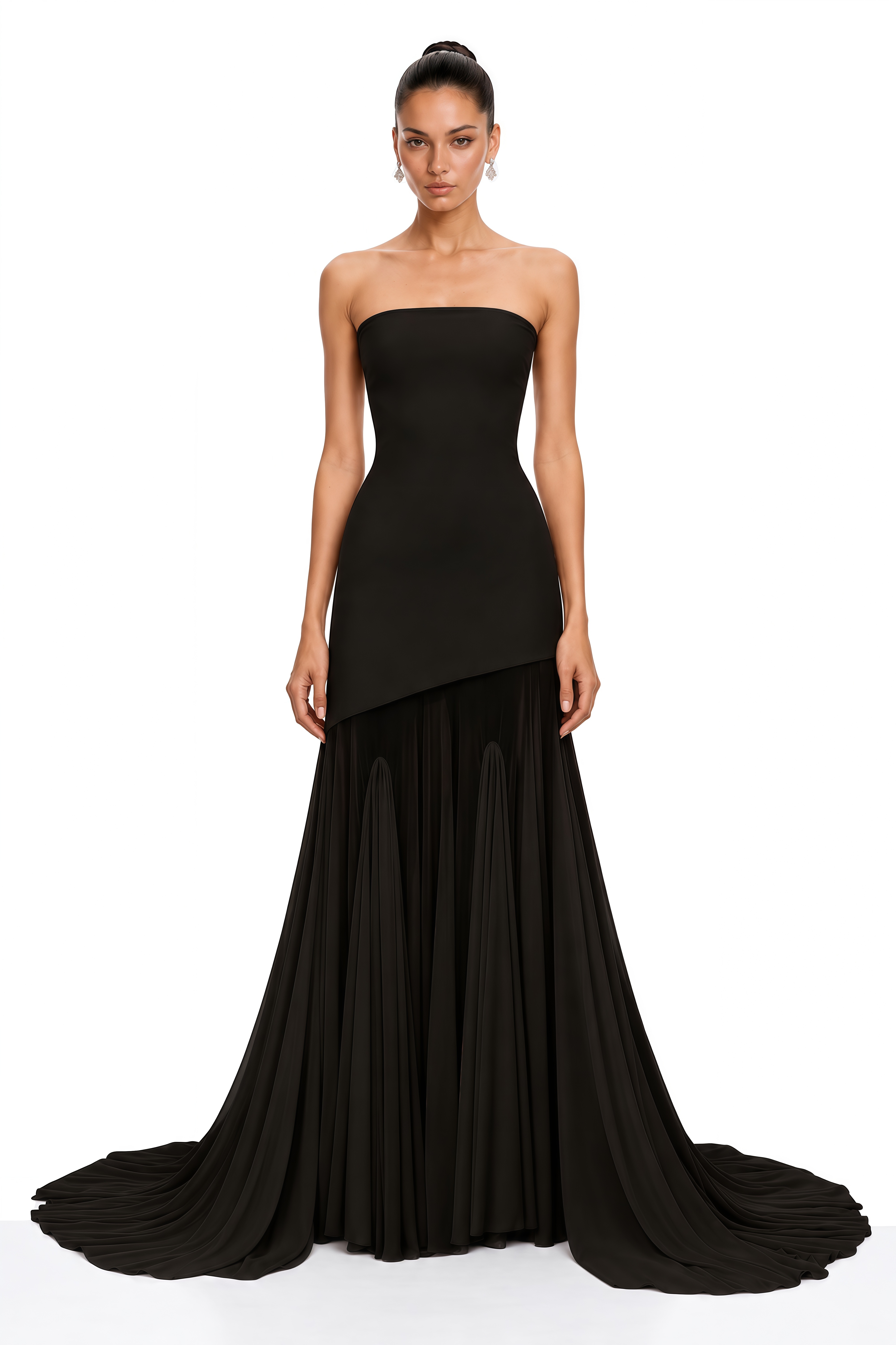 black sheer tulle dress Josiane Off-shoulder Maxi making it ideal for resort wear Mattel Barbie Collector-Muñeca Celebration Color:Sunset Blooms