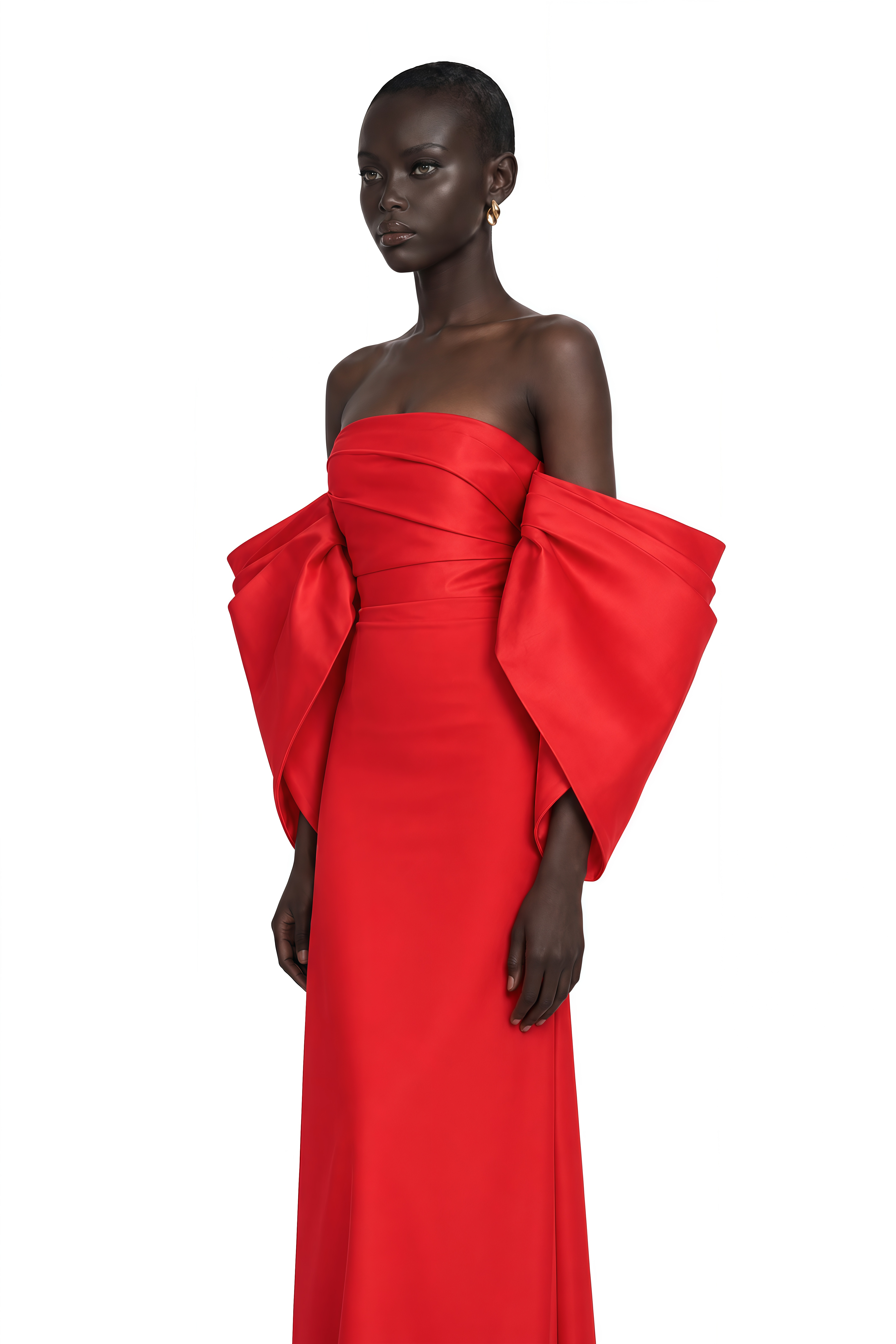 Verity Red Off Shoulder Gathered Maxi Gown