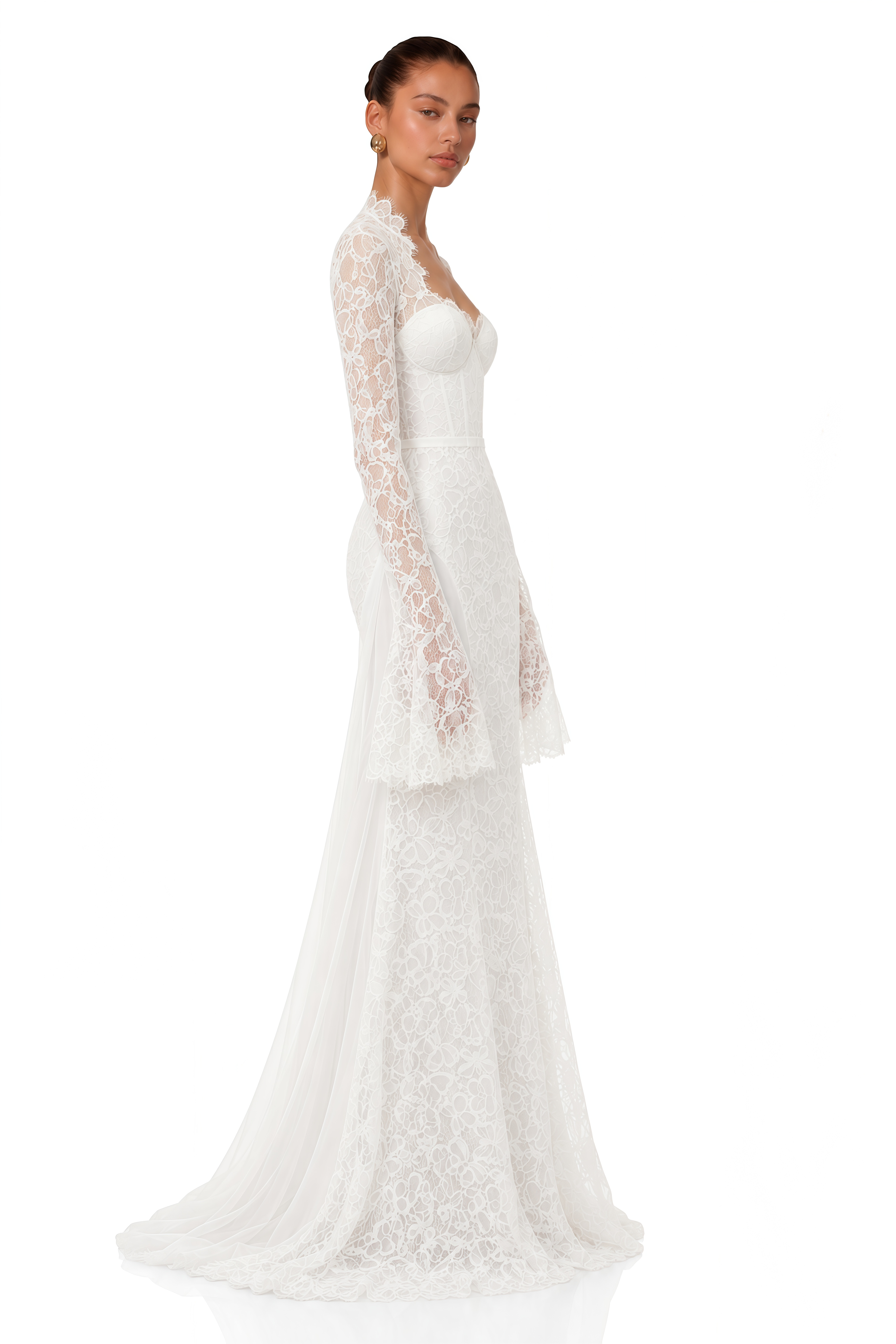 Malgorzata White Cut-Out Maxi Dress with Train