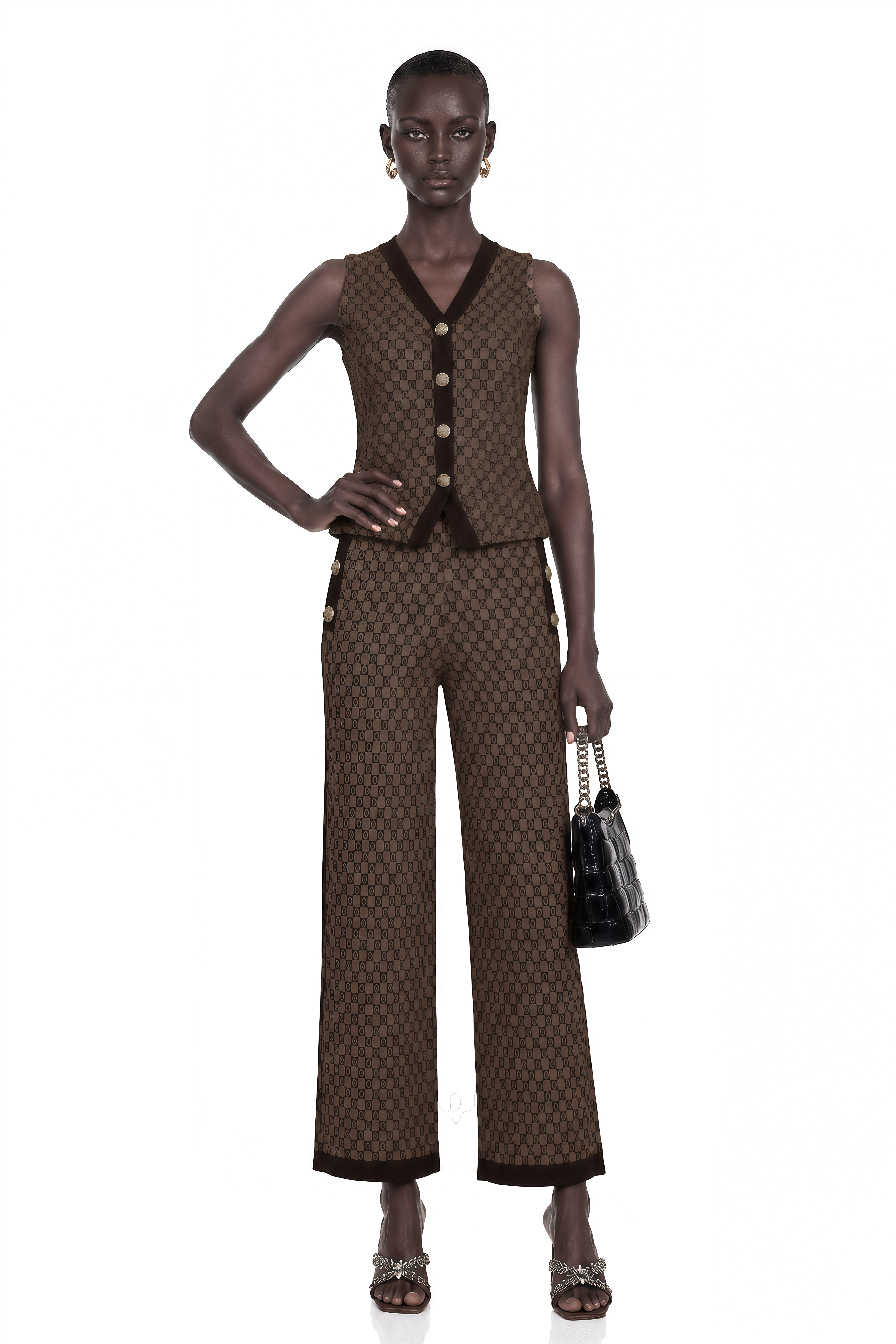 Cyrielle Monogram-Jacquard Top & Trousers Matching Set