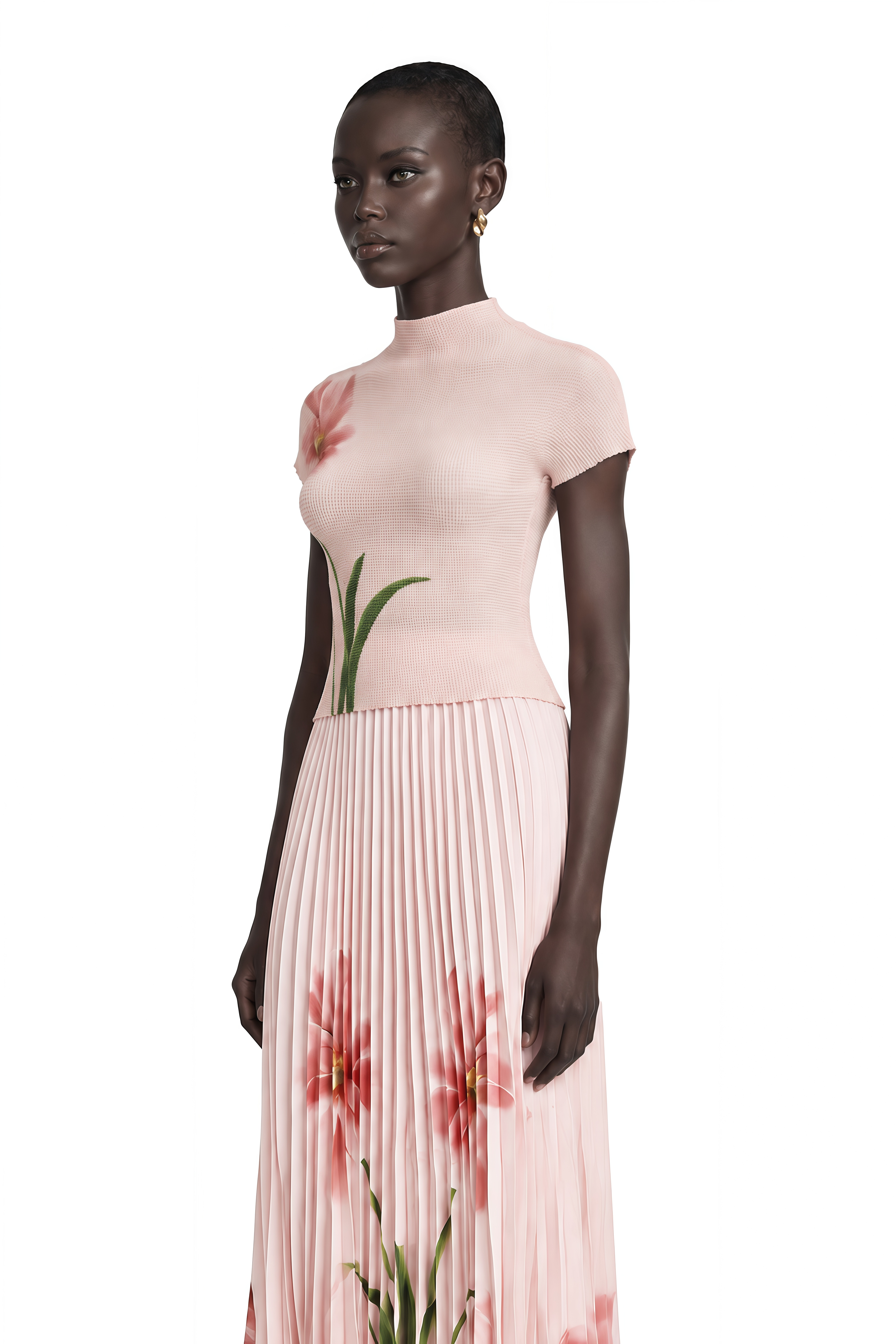 Justine Floral-Print Stretch Top & Skirt Matching Set