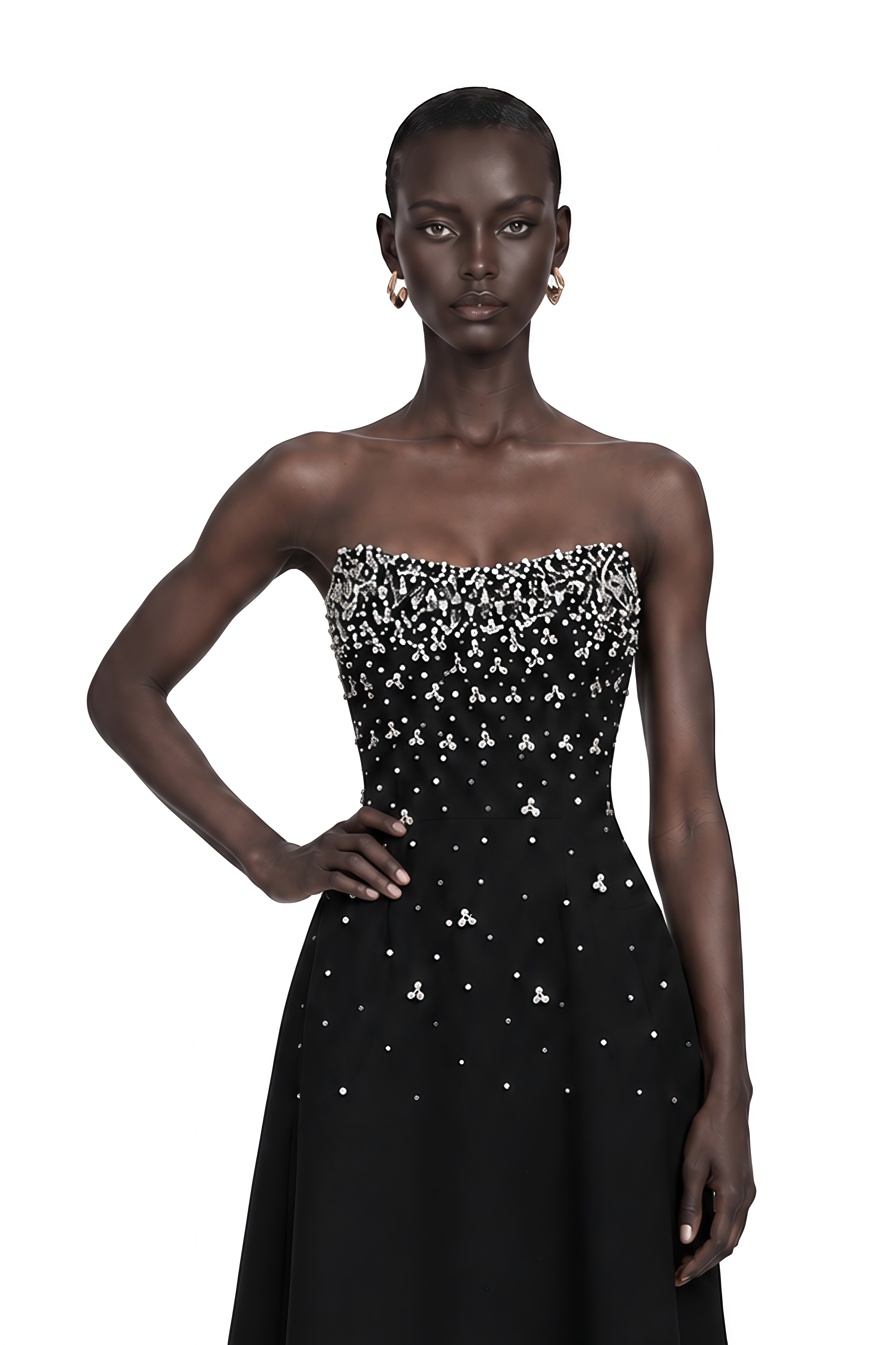 Melisande Black Embellished Maxi Dress