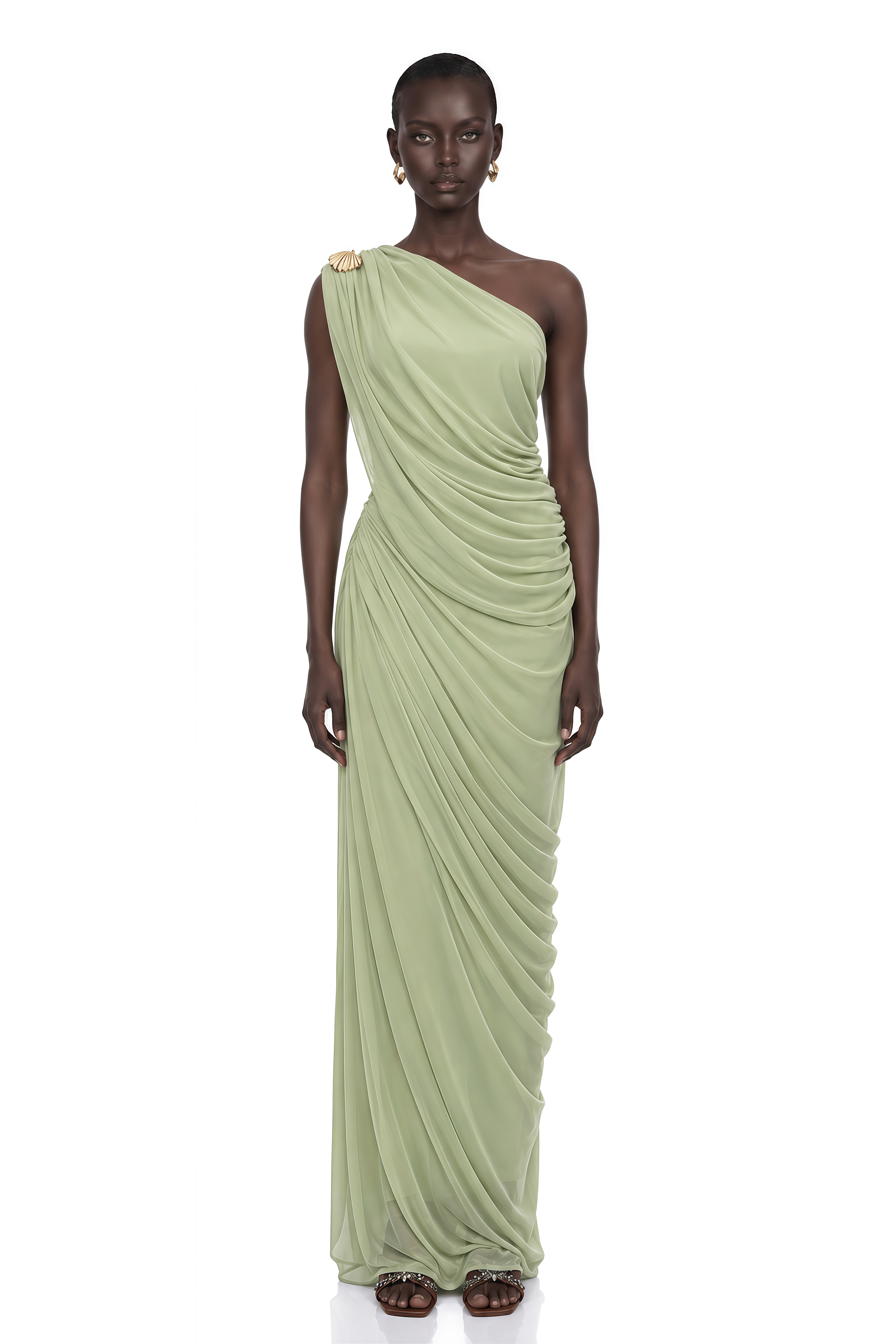 Branwen Green One Shoulder Top & Skirt Set