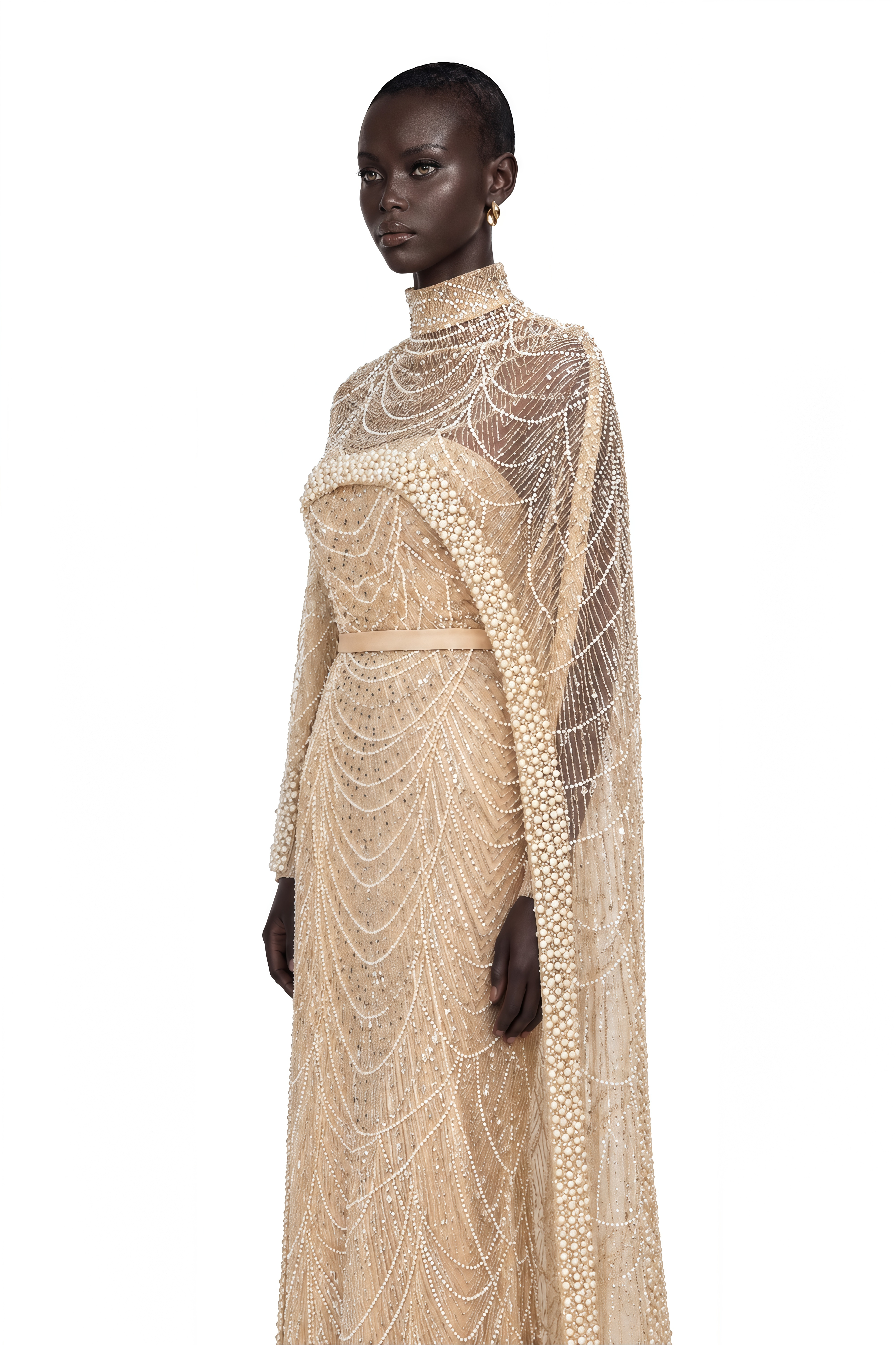 champagne beaded dress Frederica Cape & Gown Matching Set – Miss Rosier Champagne sequin dress