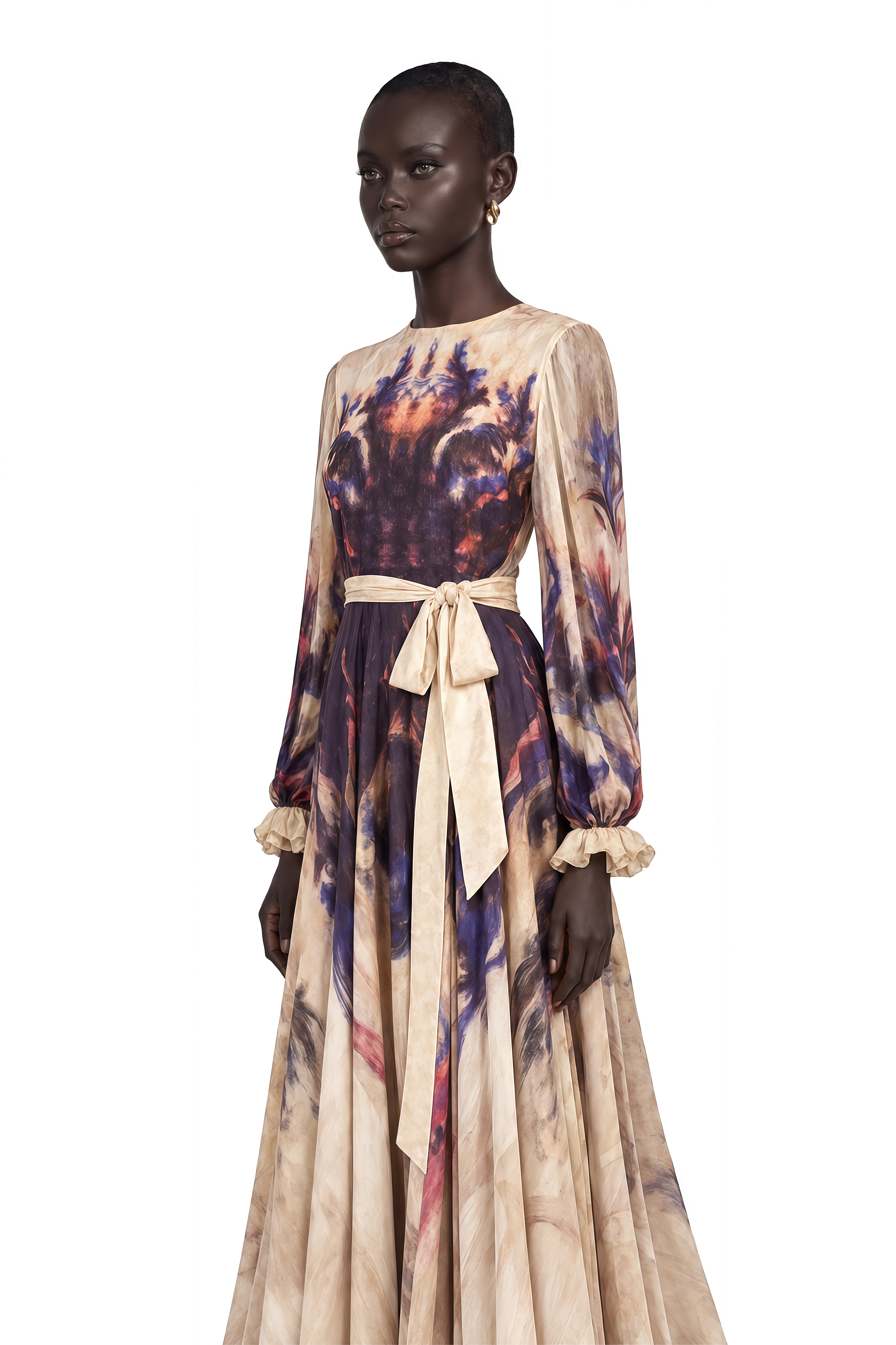 Urbaine Smudged Graffiti-Print Silk Midi Dress