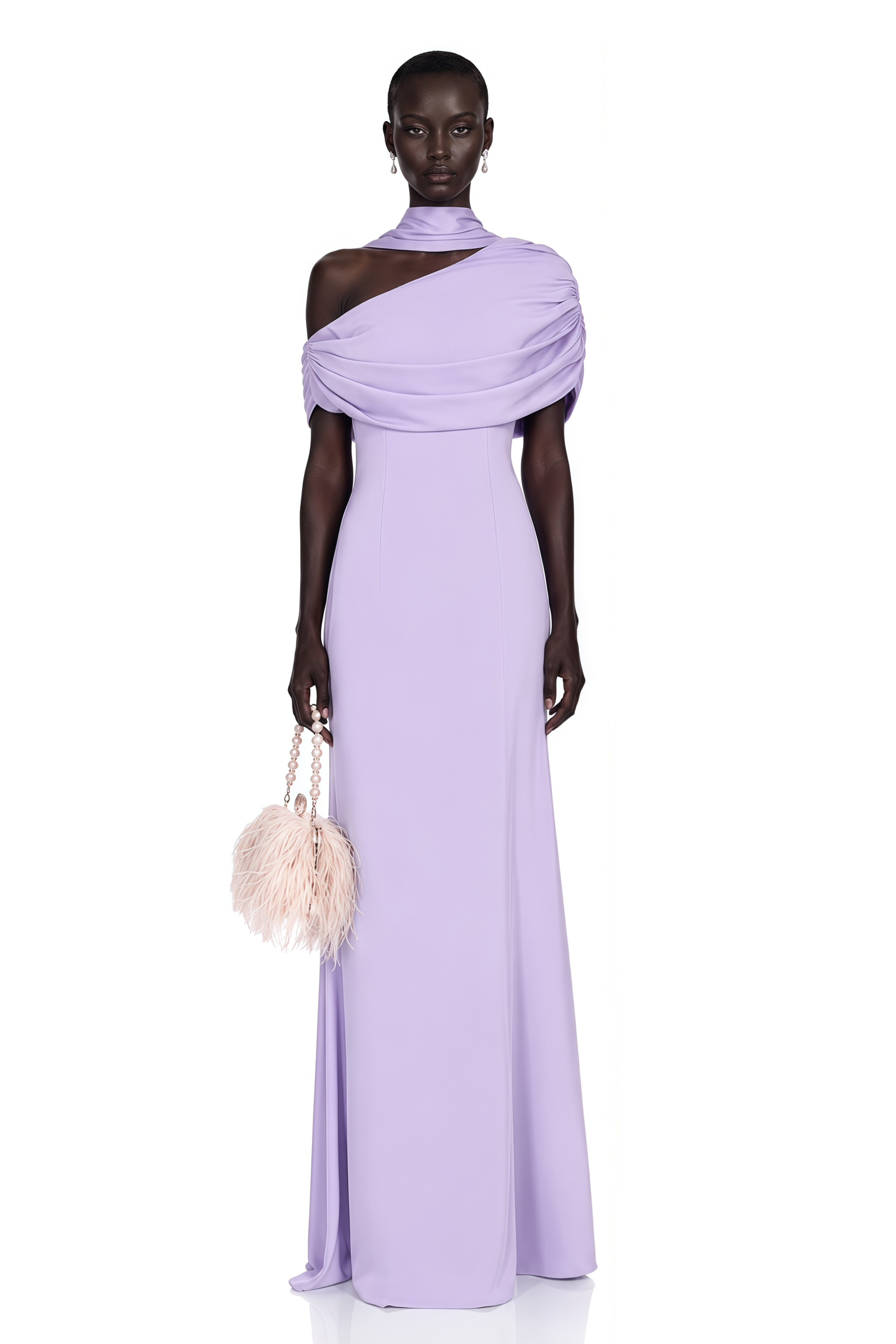 Benedetta Lilac One Shoulder Satin Maxi Dress