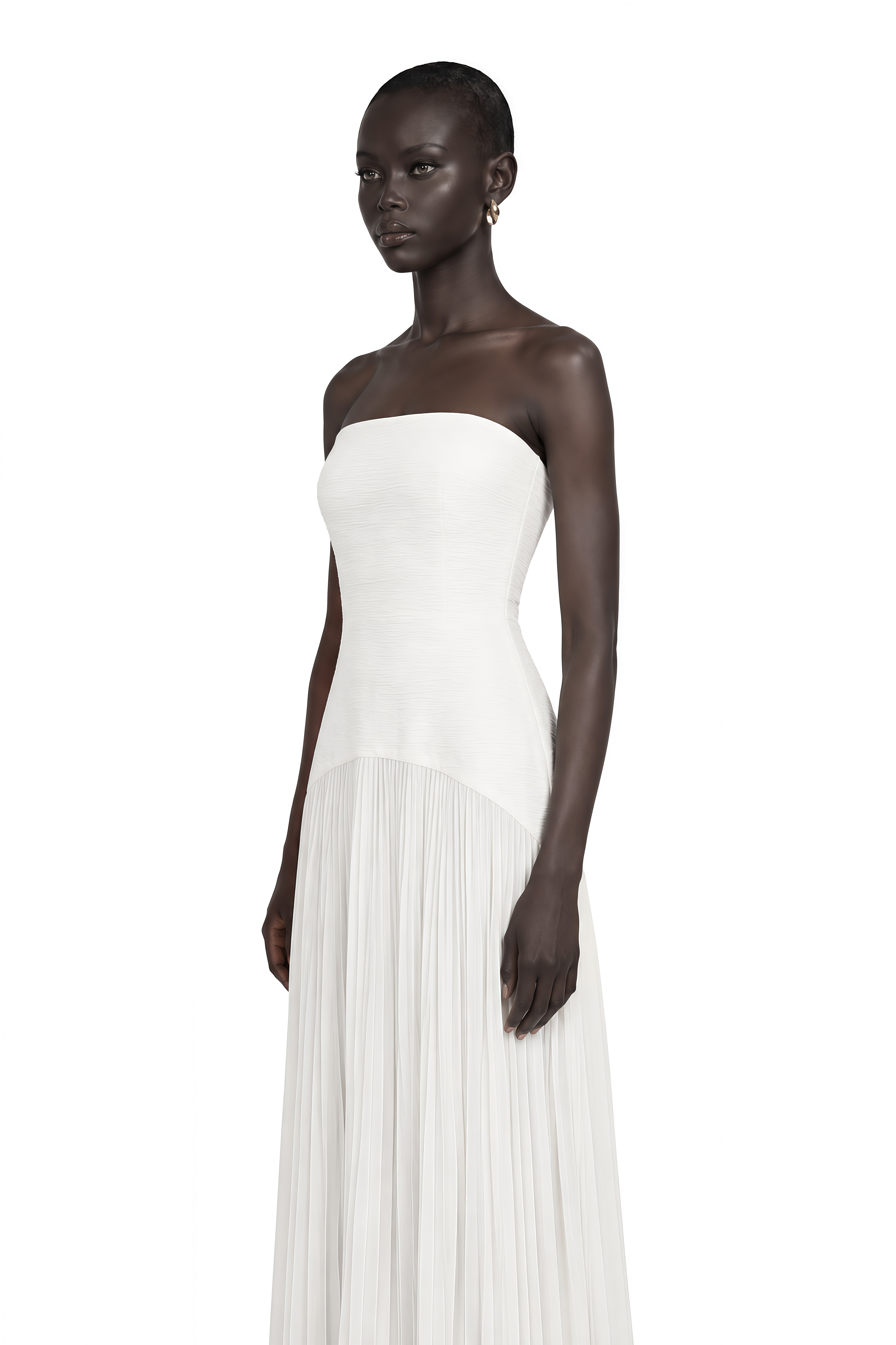 Helena White Off-Shoulder Tulle Panel Maxi Gown