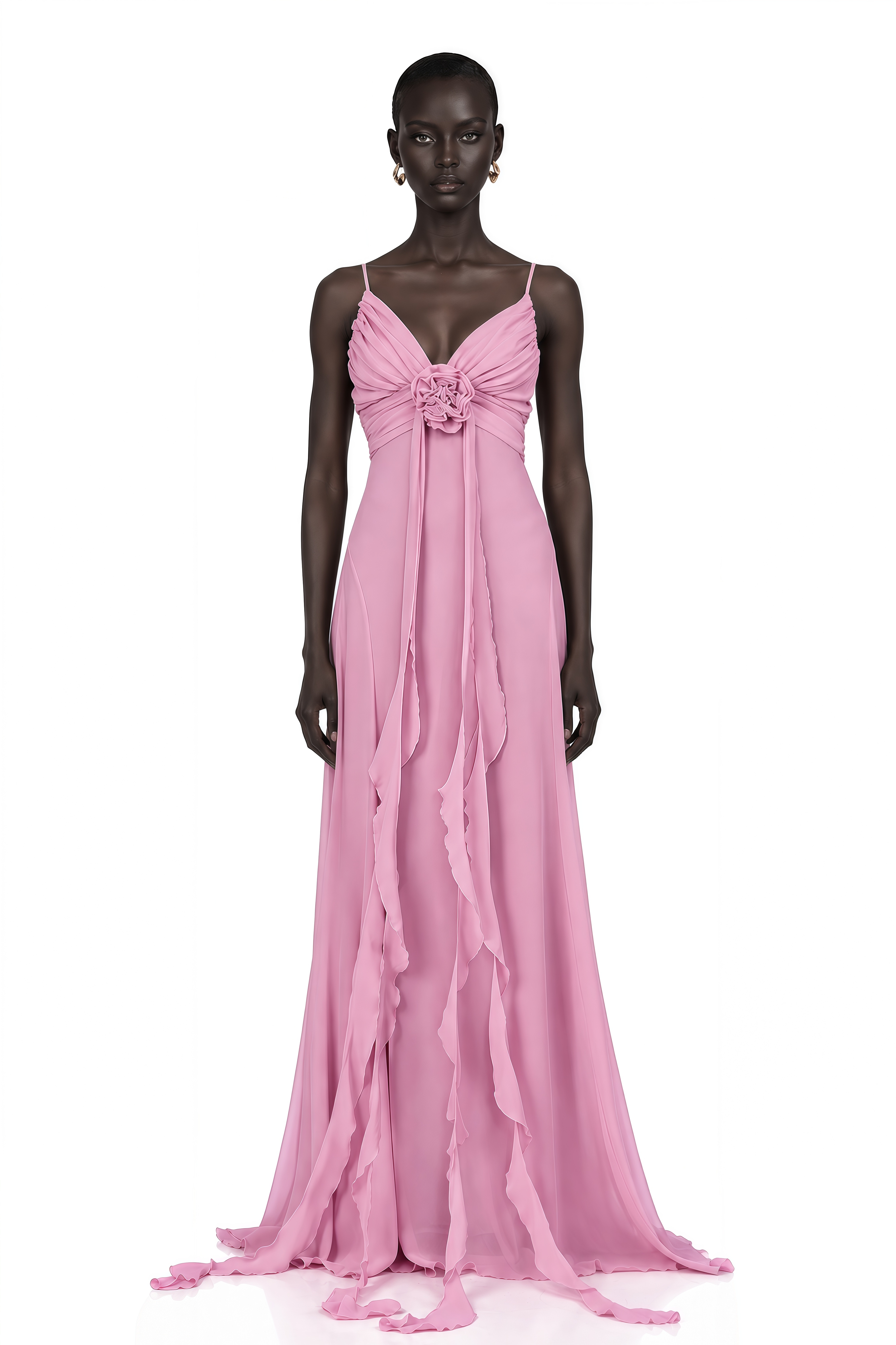 Ysandre Rose-Pink 3D Petal Tulle Maxi Dress – Miss Rosier
