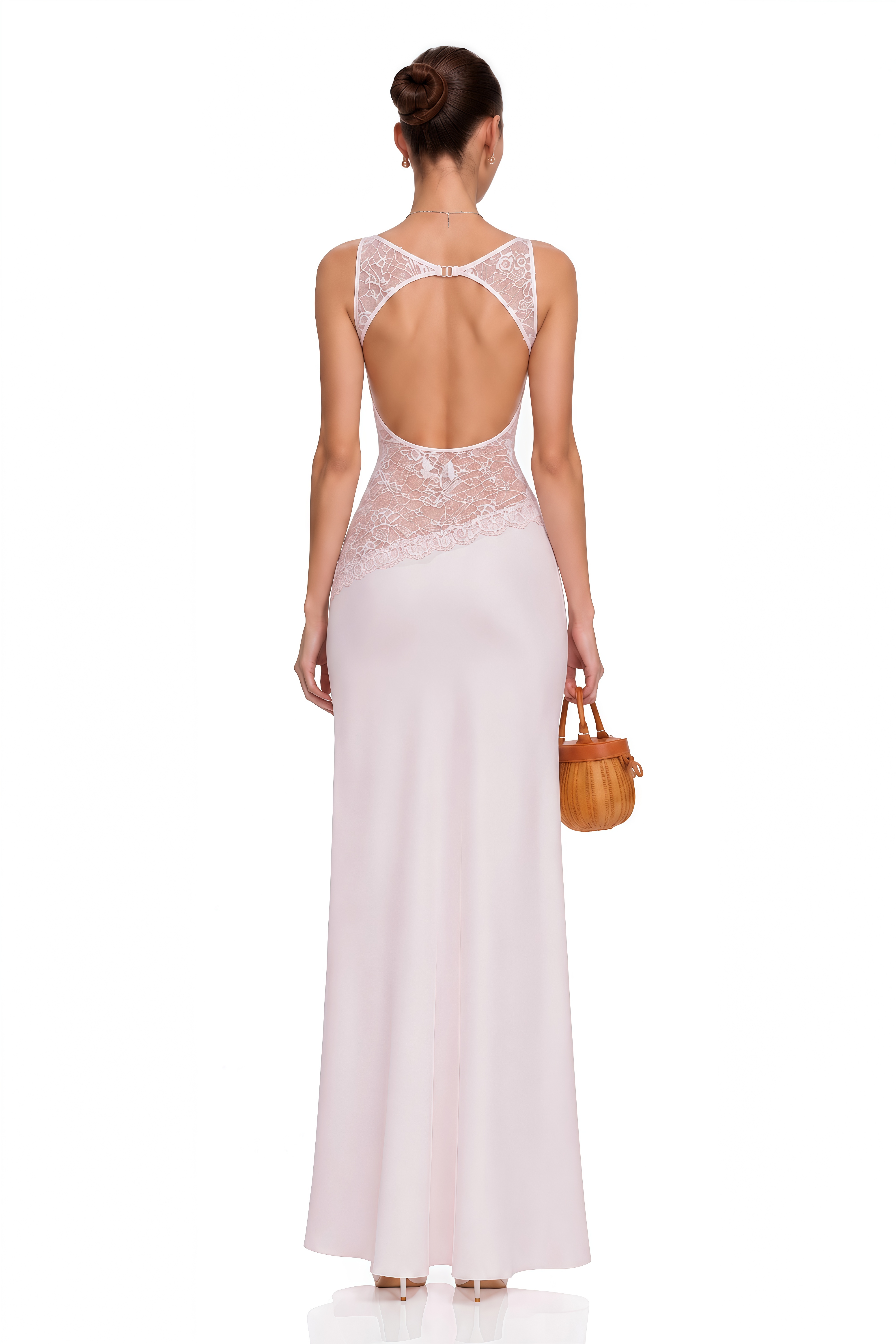 Annemarie Pink Lace Panel Stretch Maxi Dress