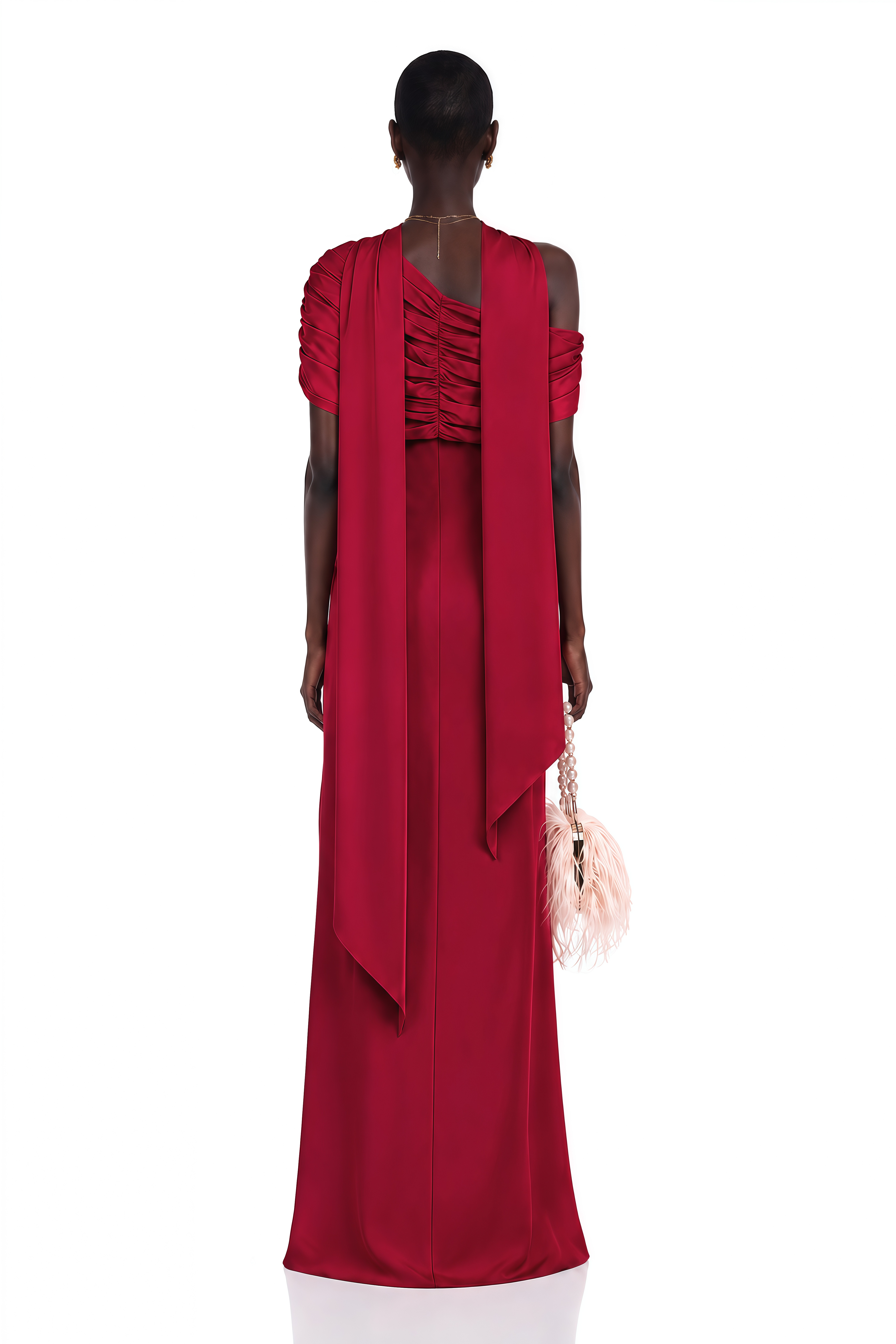 Benedetta Red One Shoulder Satin Maxi Dress