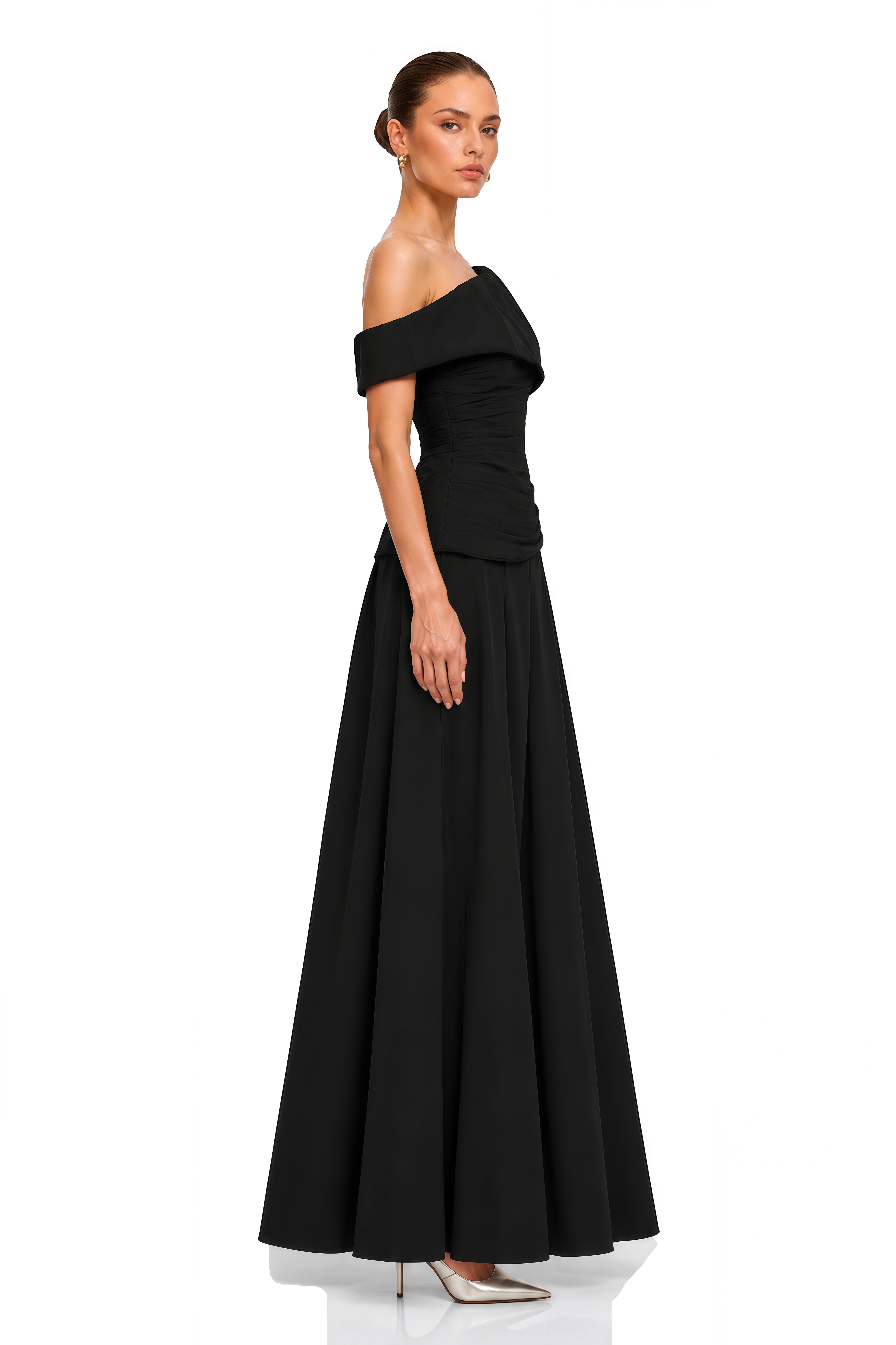 Adèle creased top & trousers matching set in Black