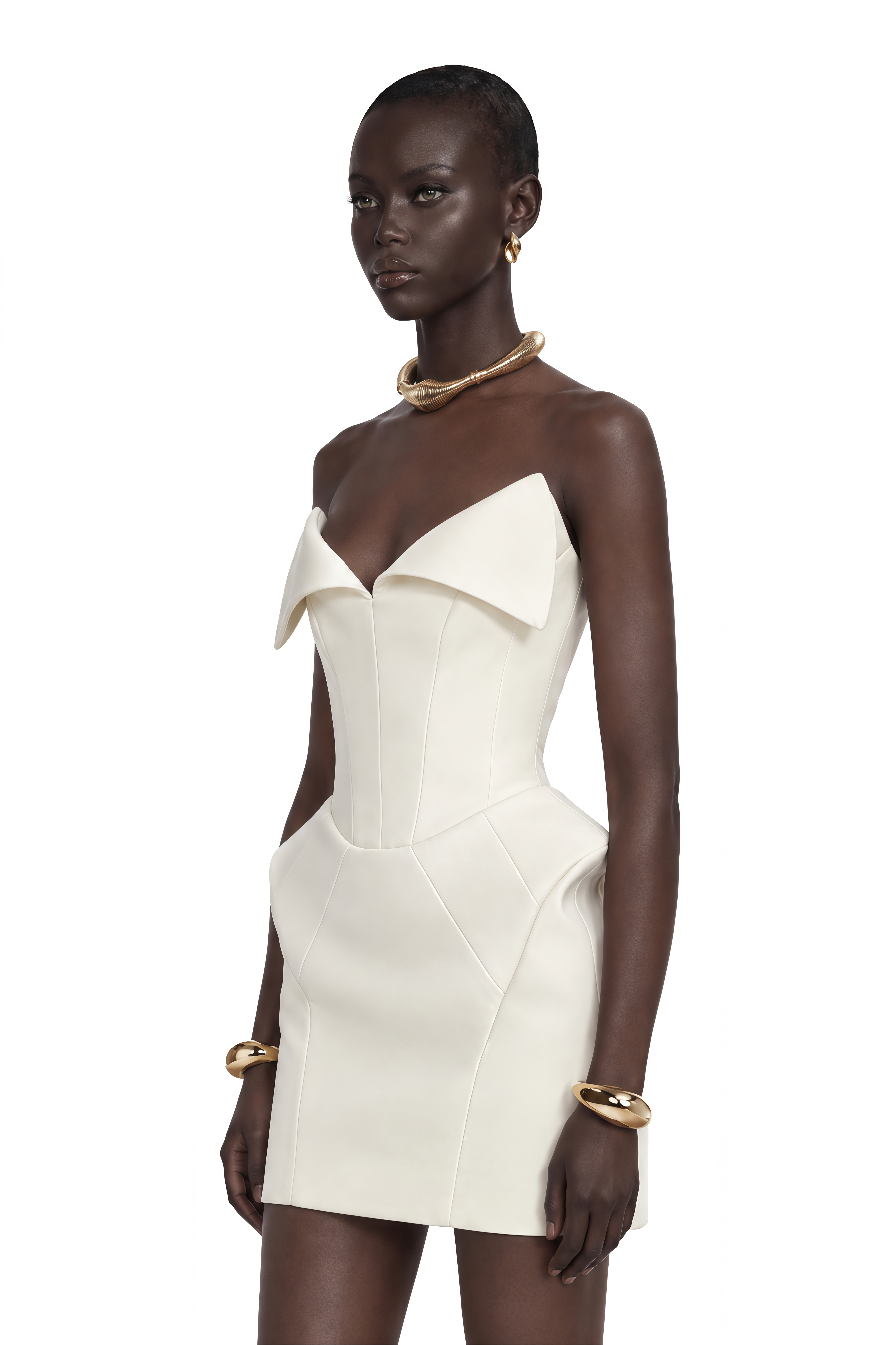 Alba White Barrel Waist Corset Mini Dress