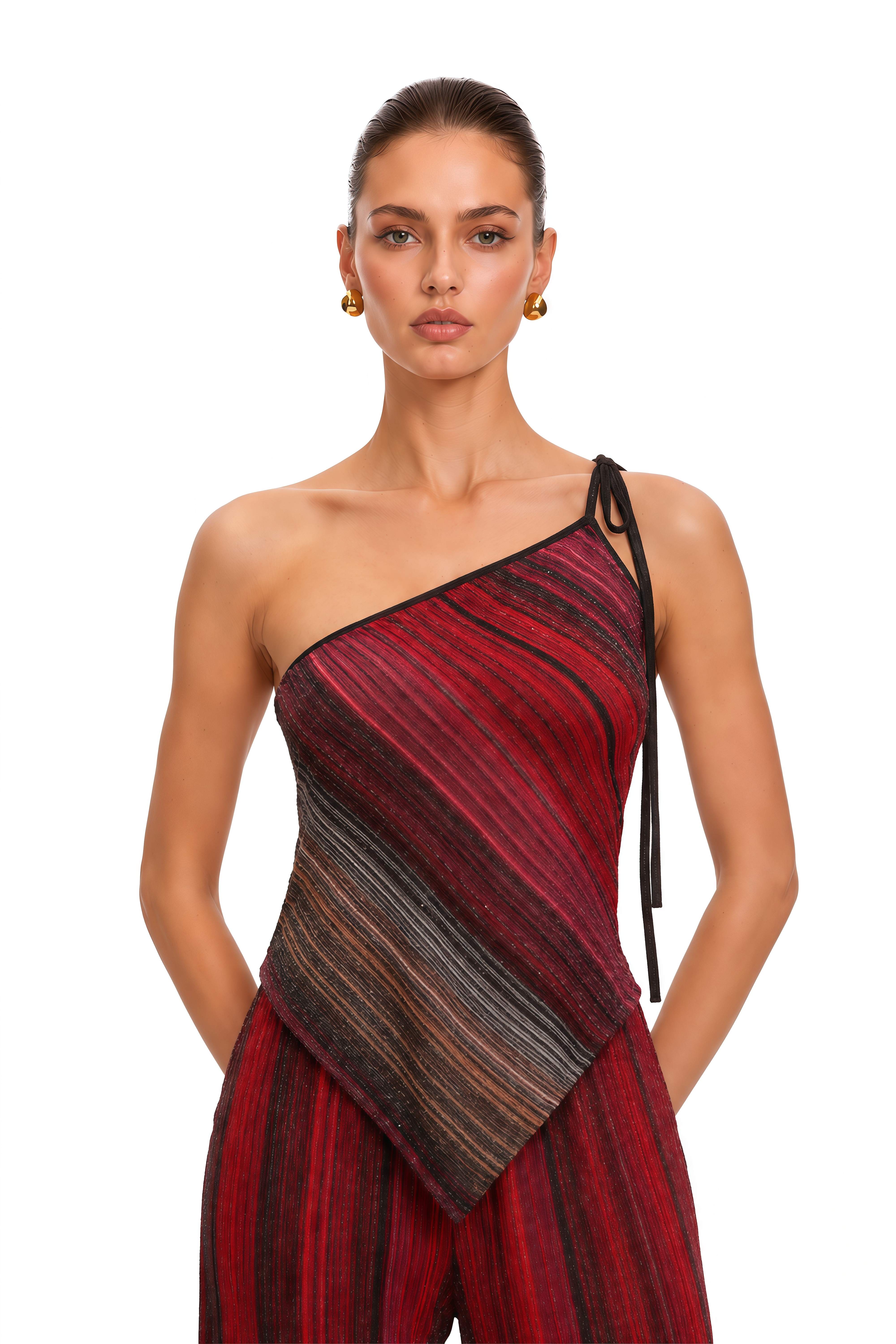 Amaryllis Red Sequin Striped Knit Matching Set