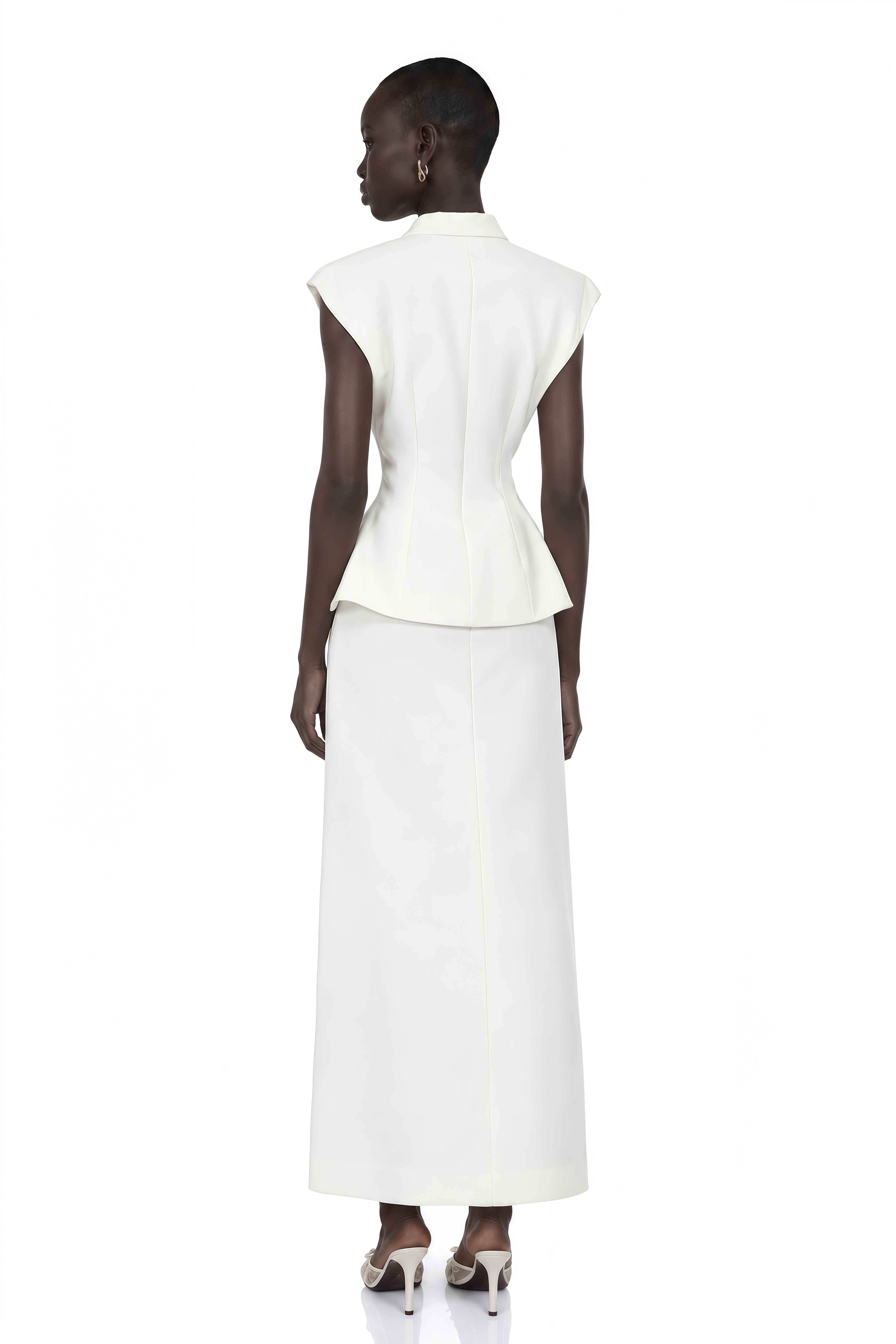 Grace White Asymmetrical Blazer & Skirt Set