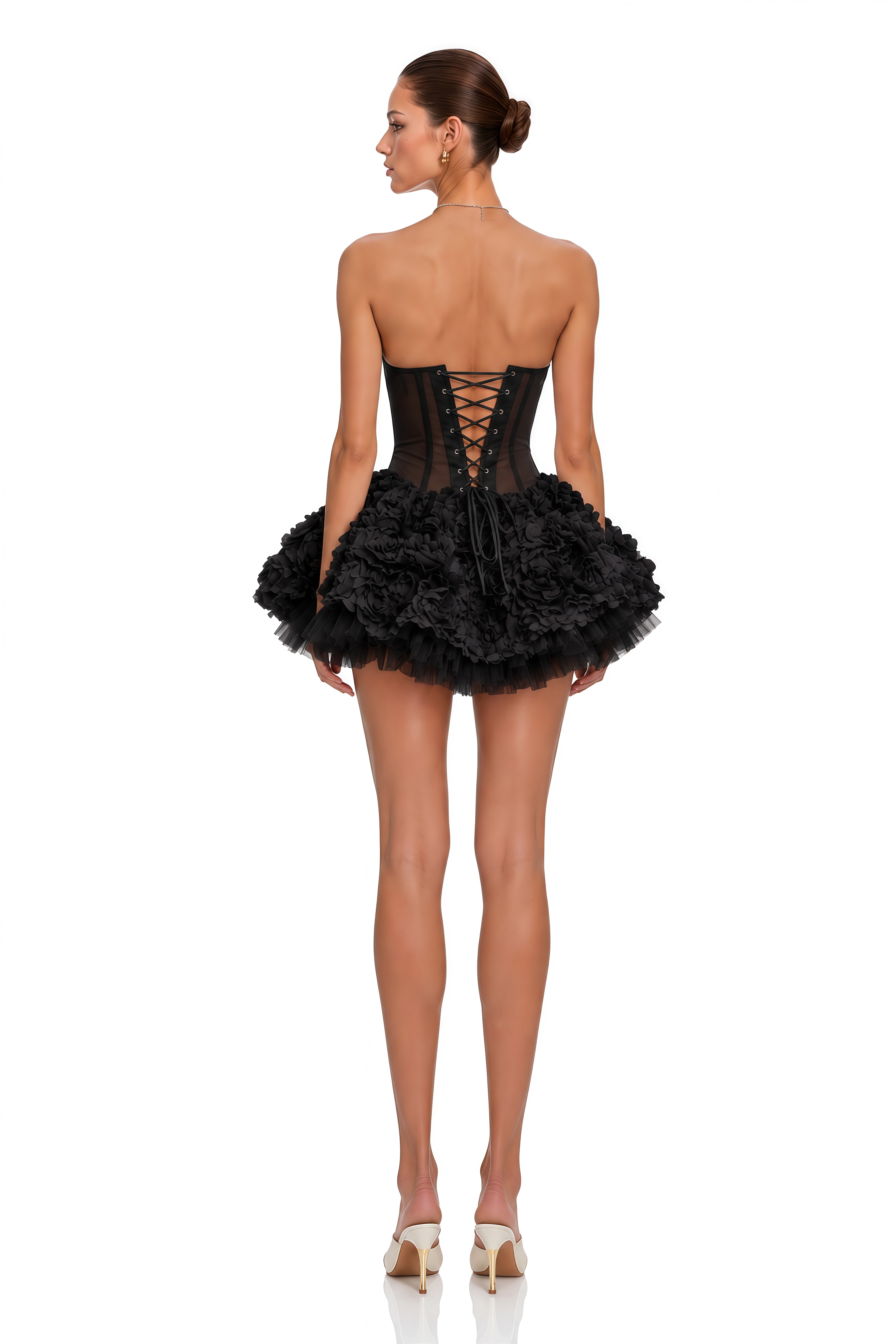 Rachel Black 3D Petal Tulle Mini Dress