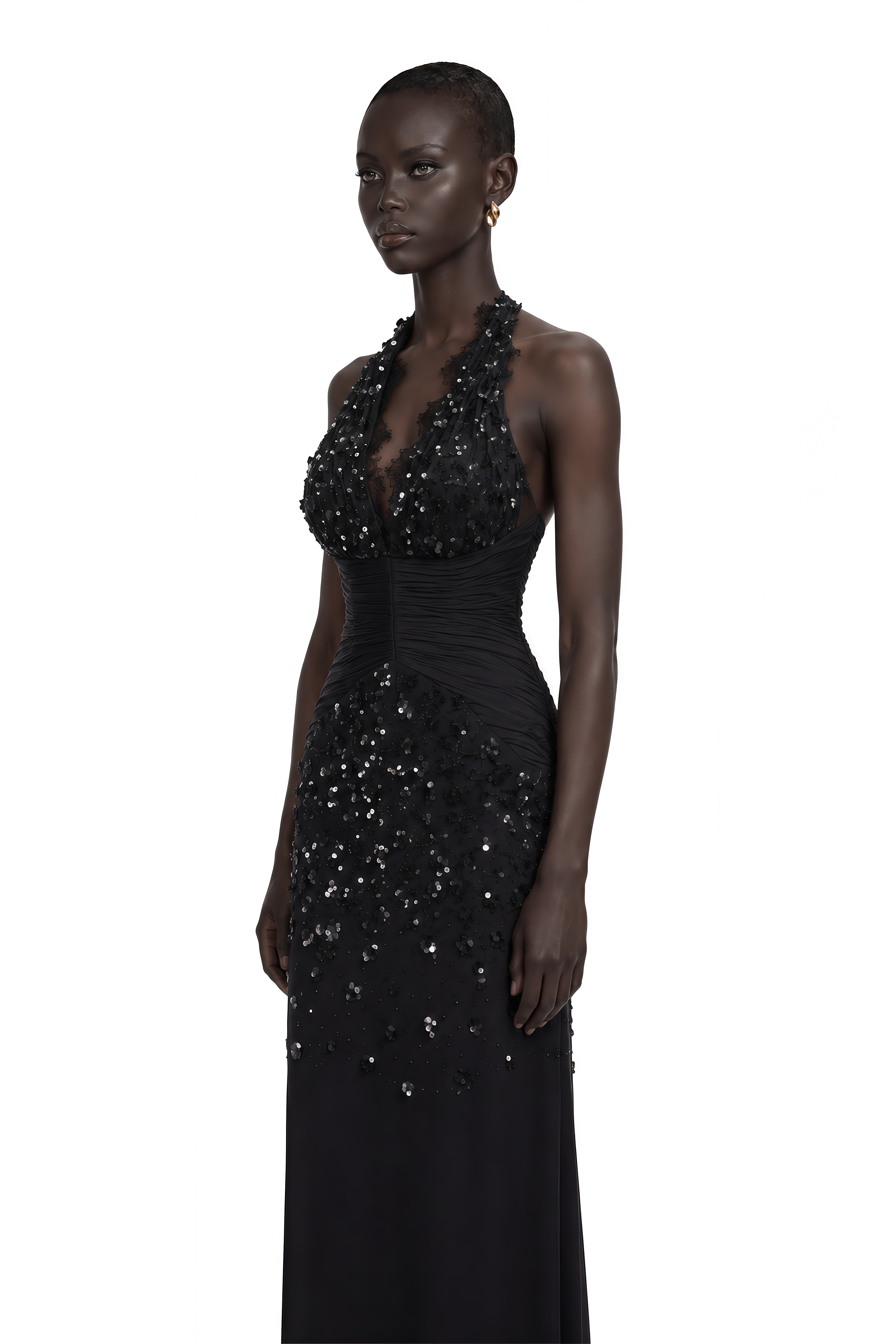 Siphokazi Black Halterneck Embellished Corset Maxi Gown