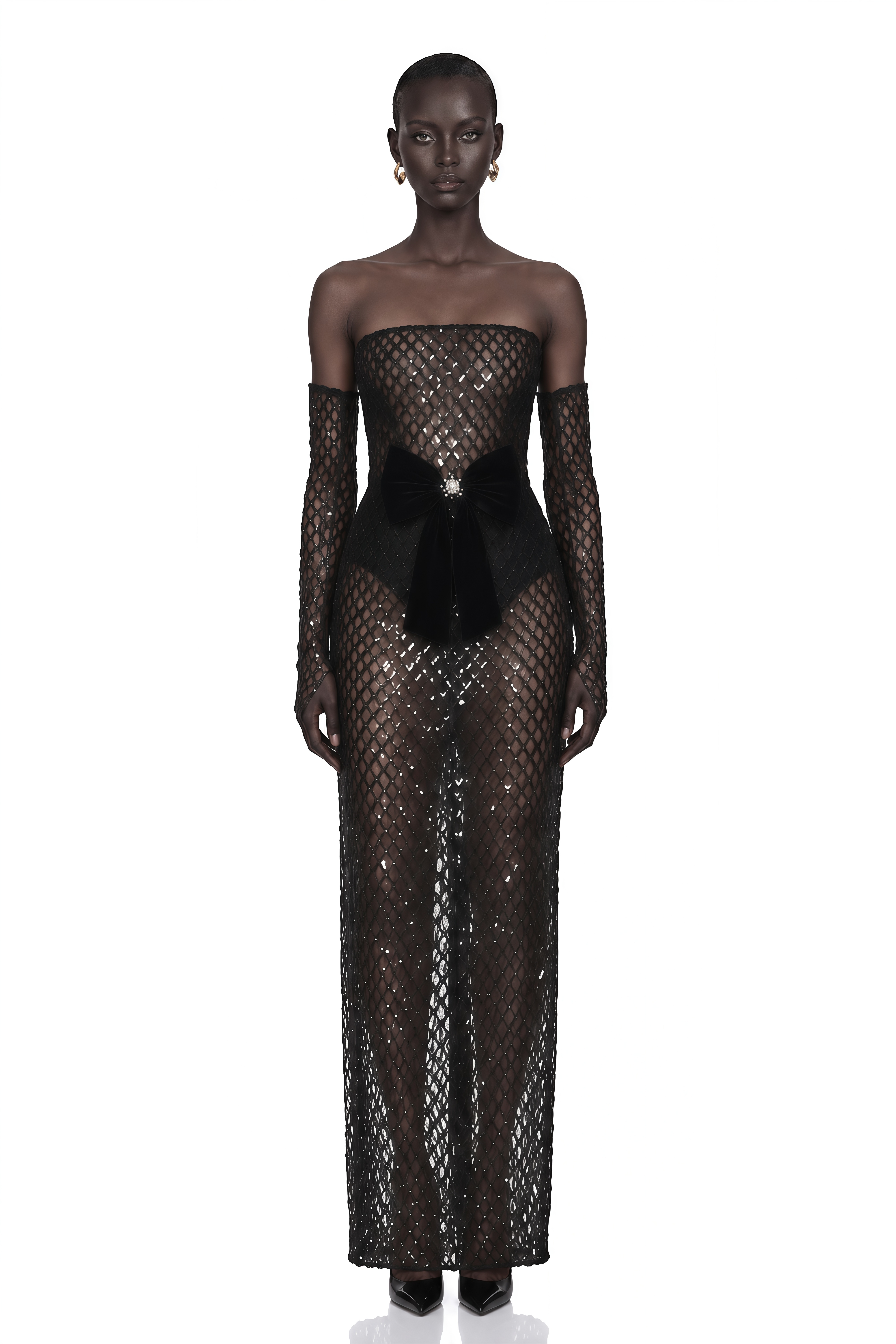 Josie Black Maxi Dress with Bow Detail