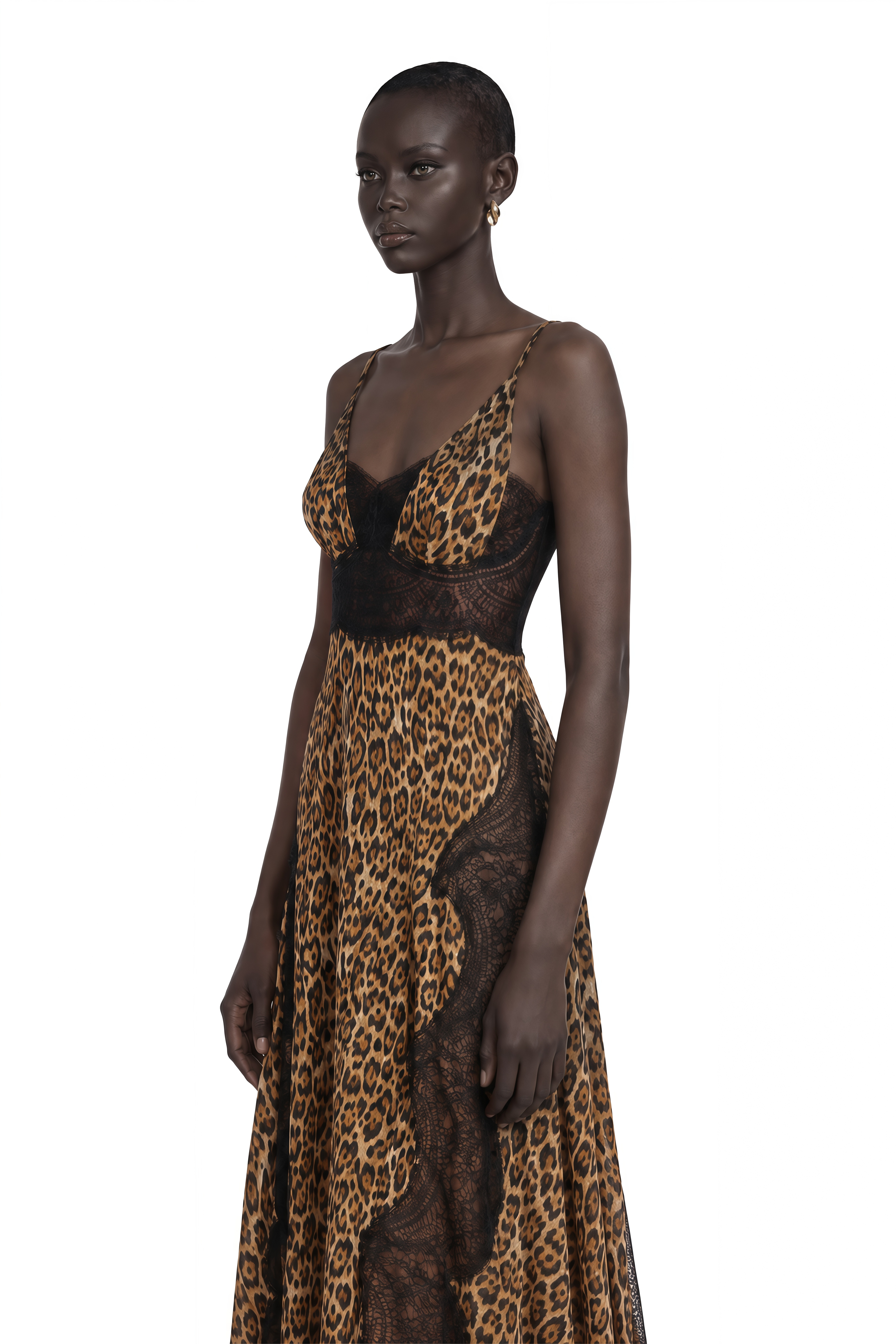 Denisa Brown Leopard Print Maxi Dress