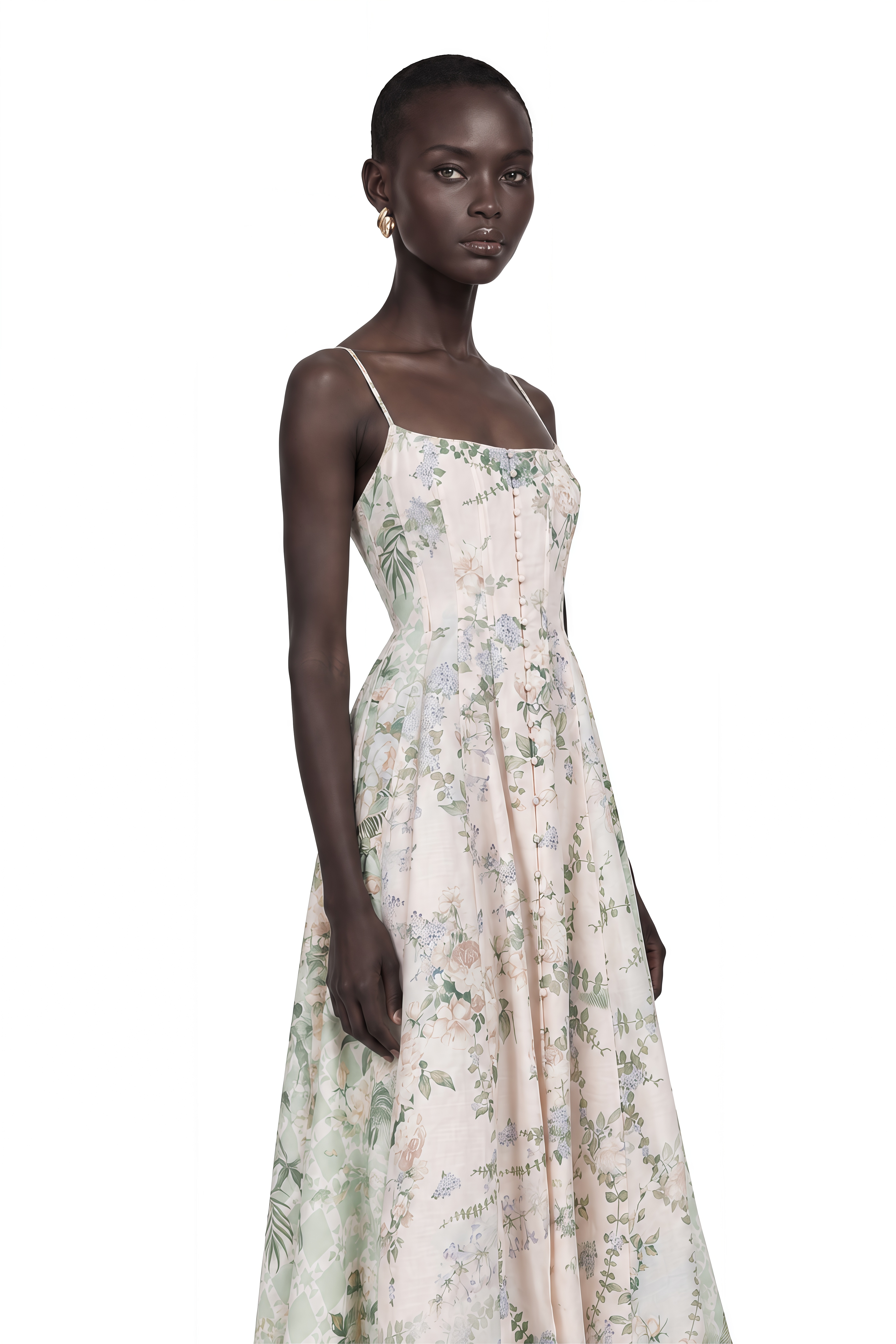 Aurore Pink Floral Print Maxi Dress
