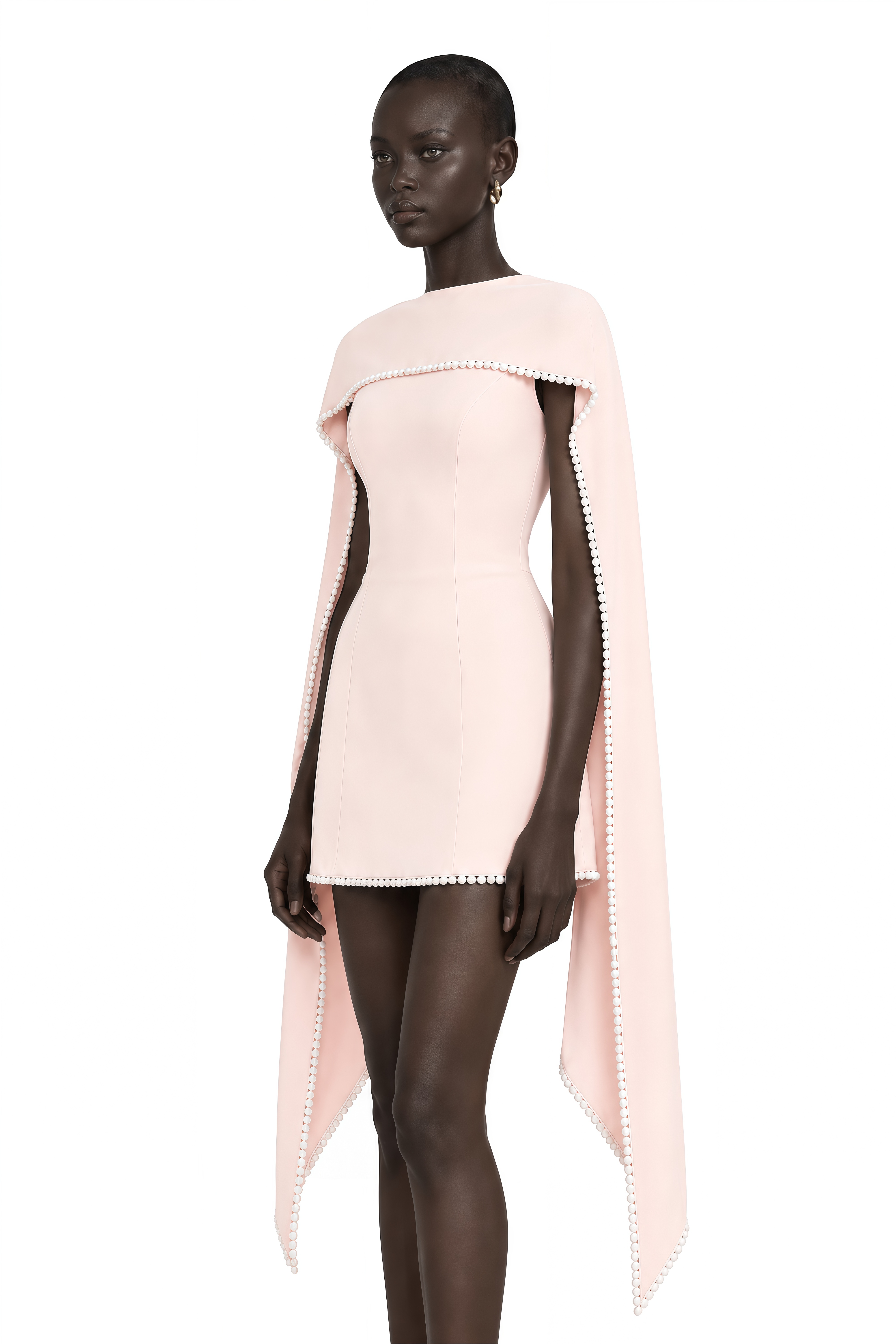 Piroska Pink Sleeveless Pearl Trim Mini Dress