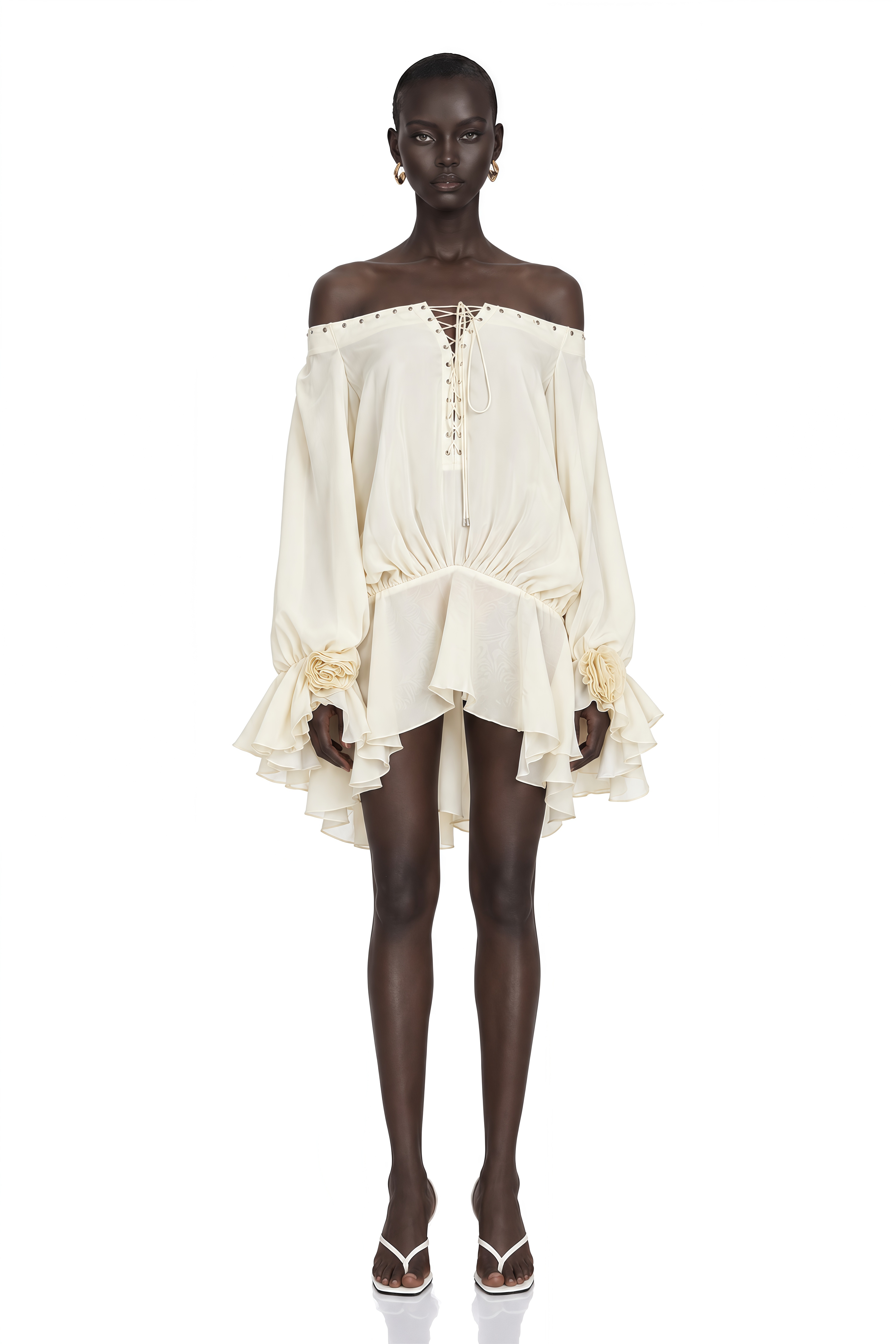 Lisette Off-Shoulder Chiffon Mini Dress