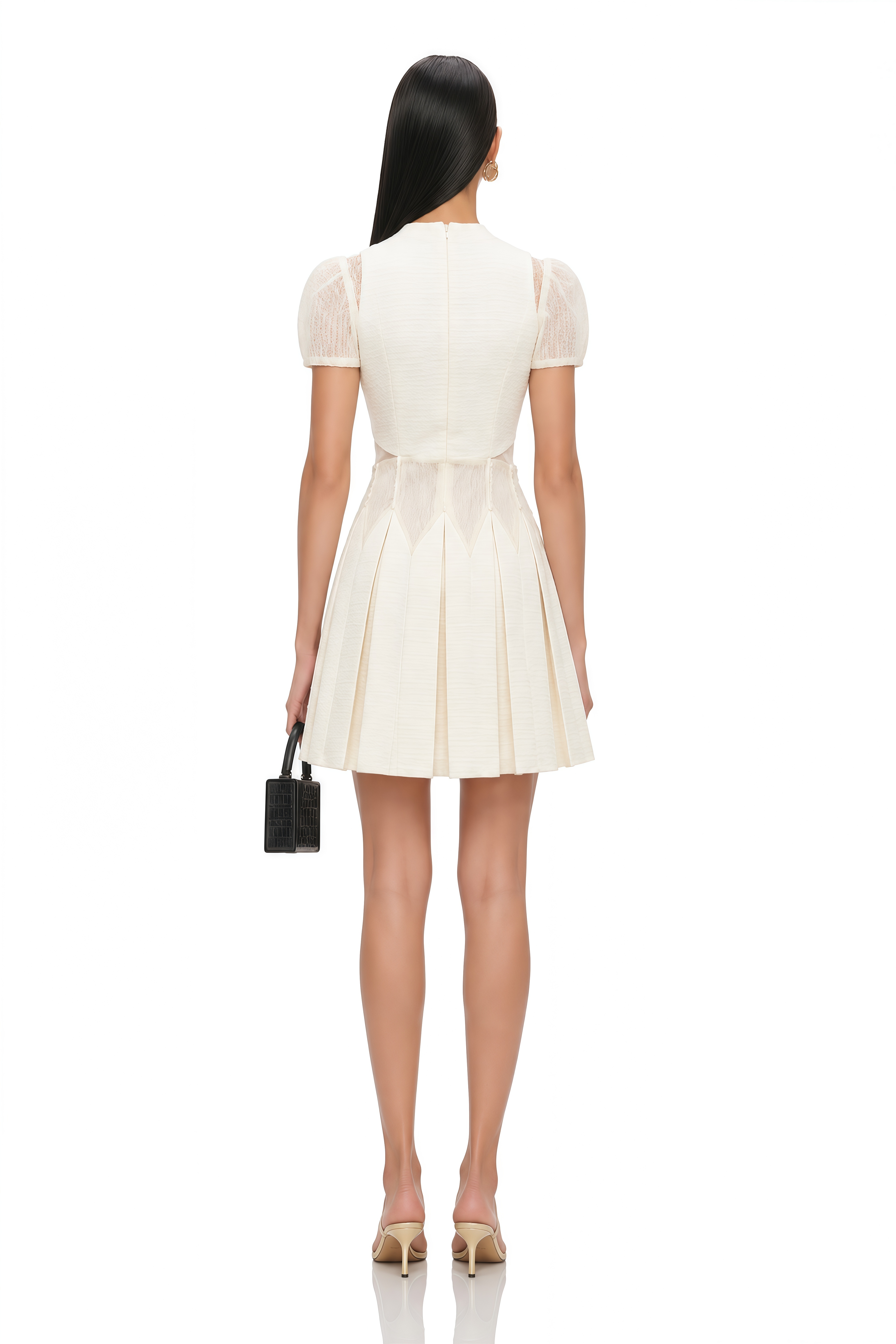 Maelle White Flower-Embroidered Mini Dress