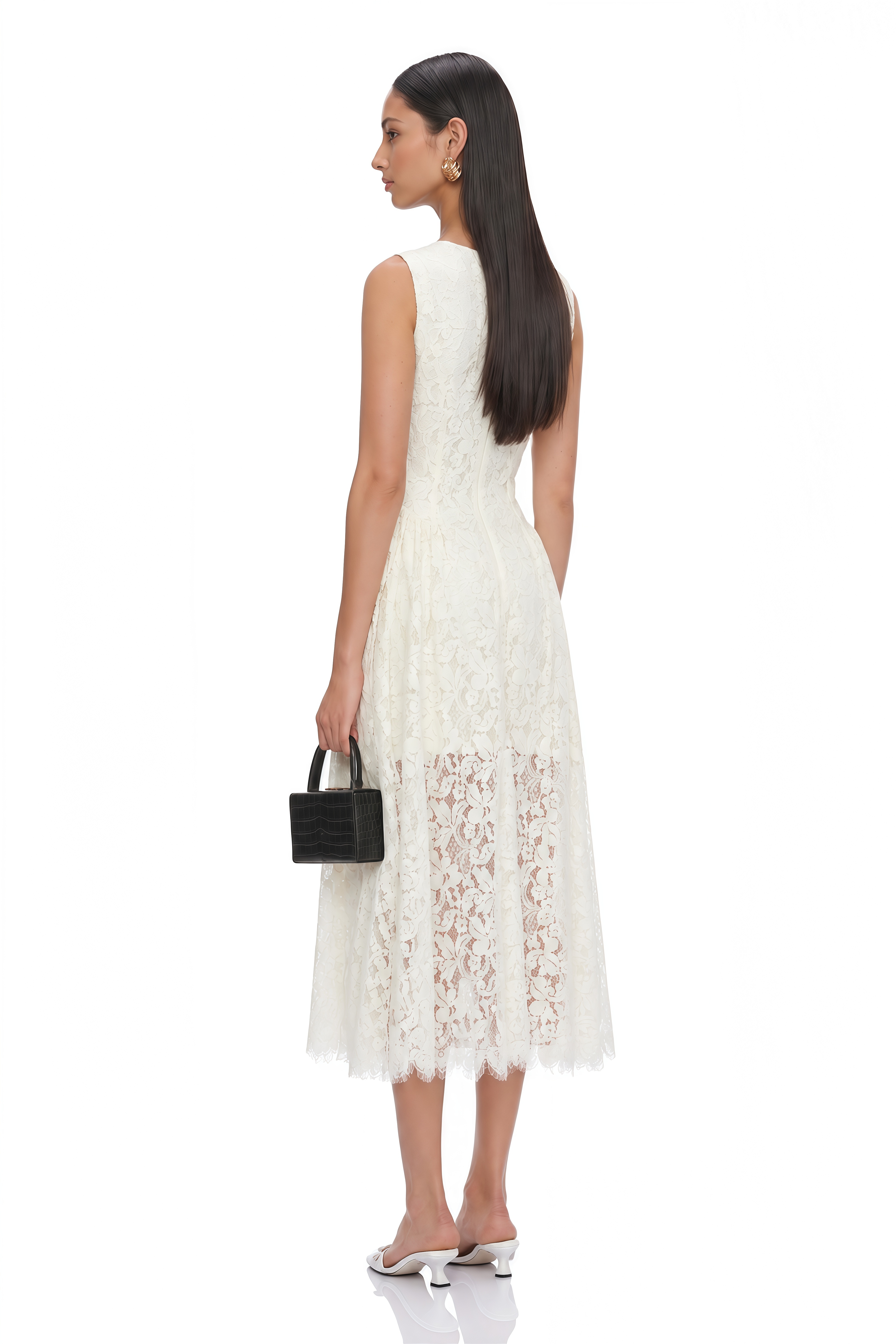 Laia Cream Lace Sleeveless Ruched Maxi Dress