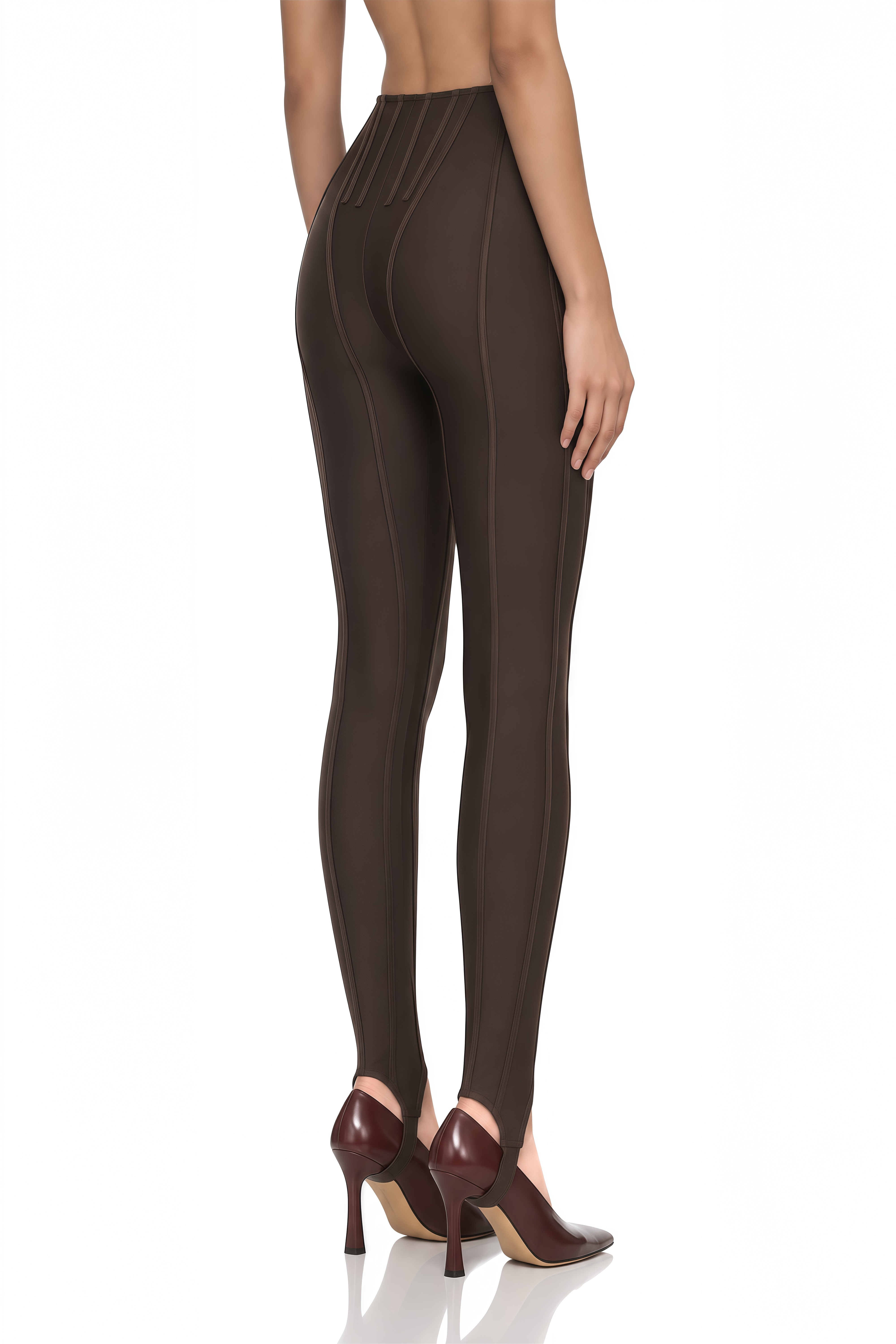 Cordelia Brown Decorative Stitching Leggings