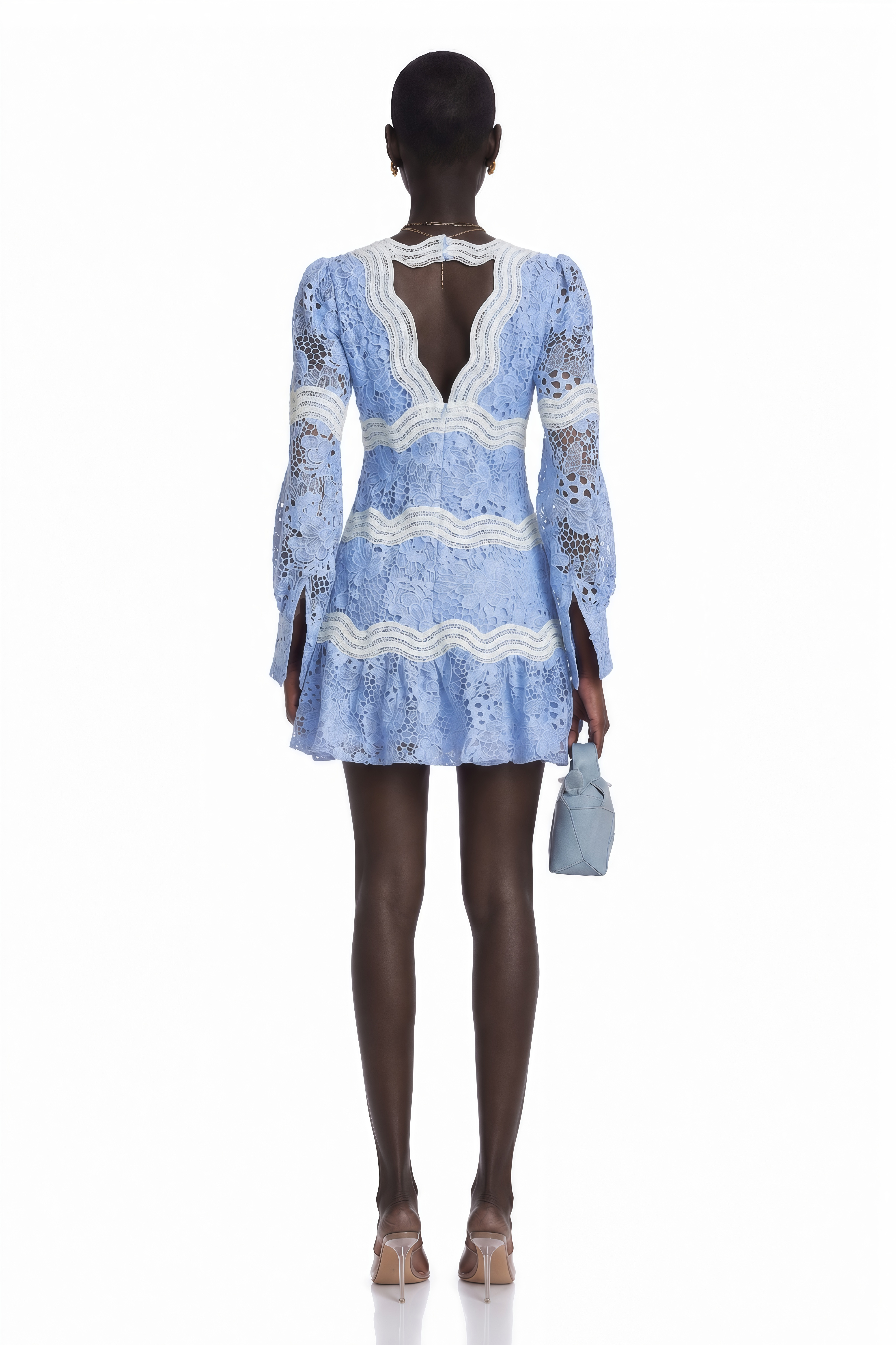 Gaëlle V-Neck Floral Embroidered Mini Dress