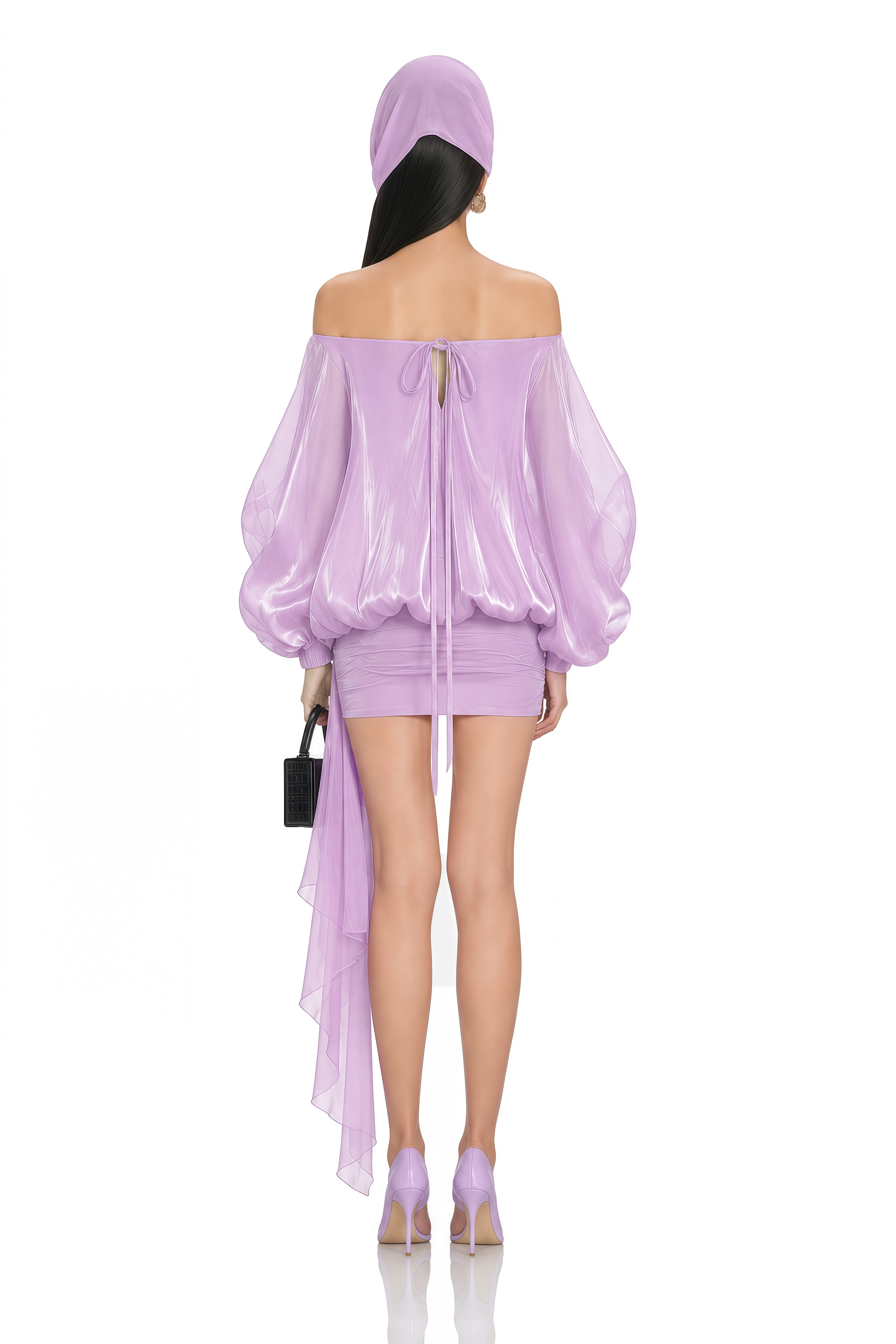 Stella Purple Off Shoulder Asymmetrical Mini Dress