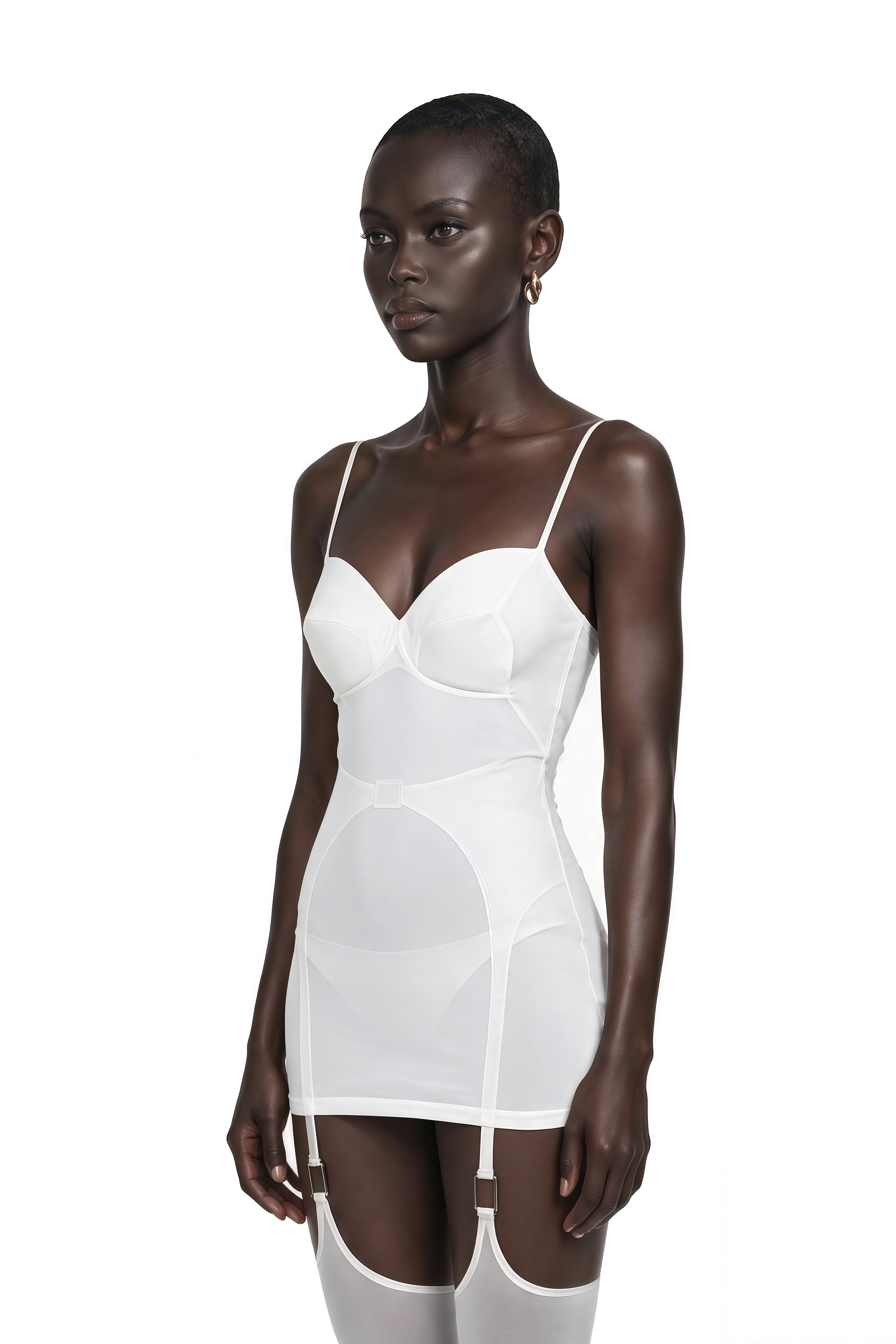 Mirela White Semi-Sheer Mini Dress