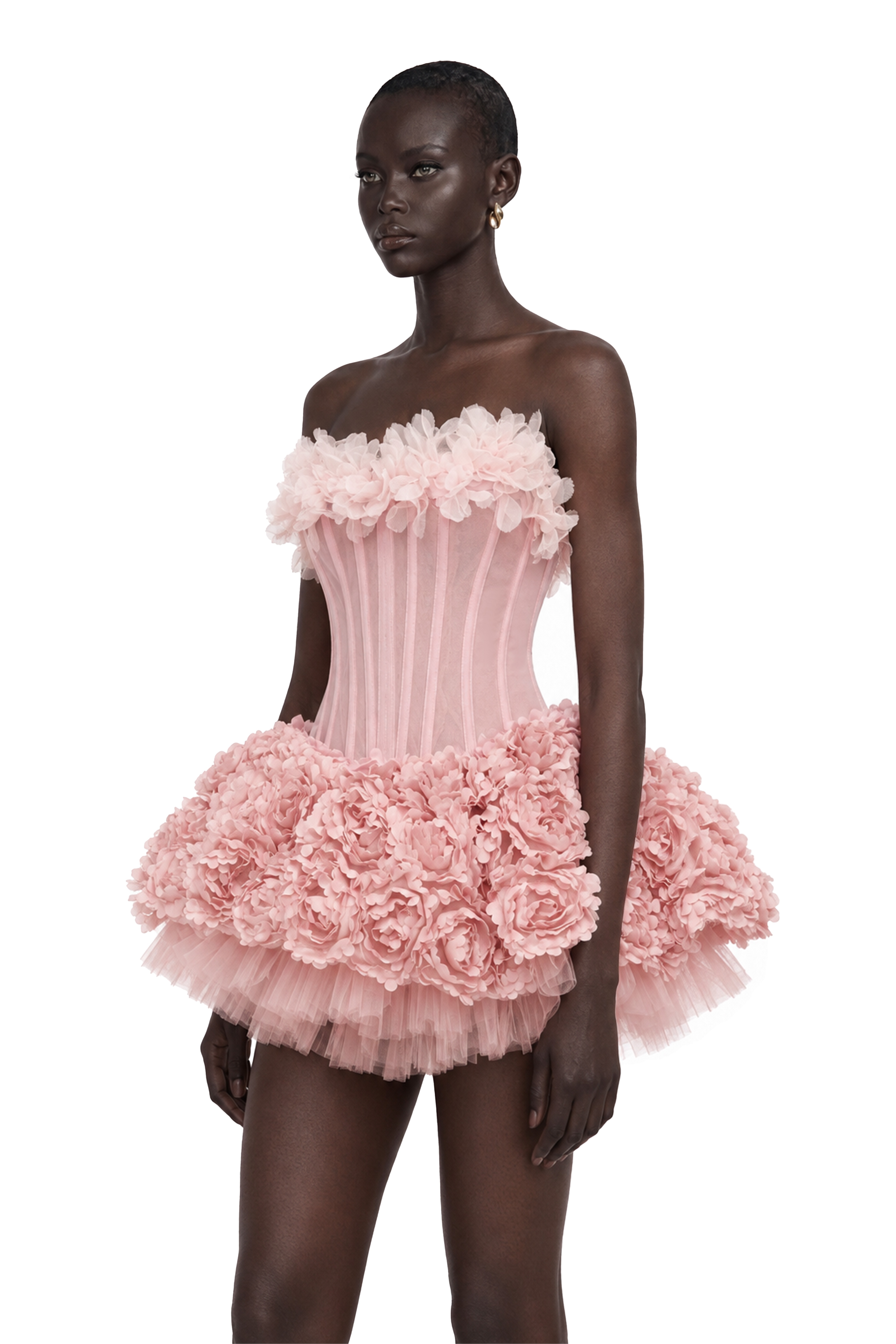 Rachel Pink 3D Petal Tulle Mini Dress